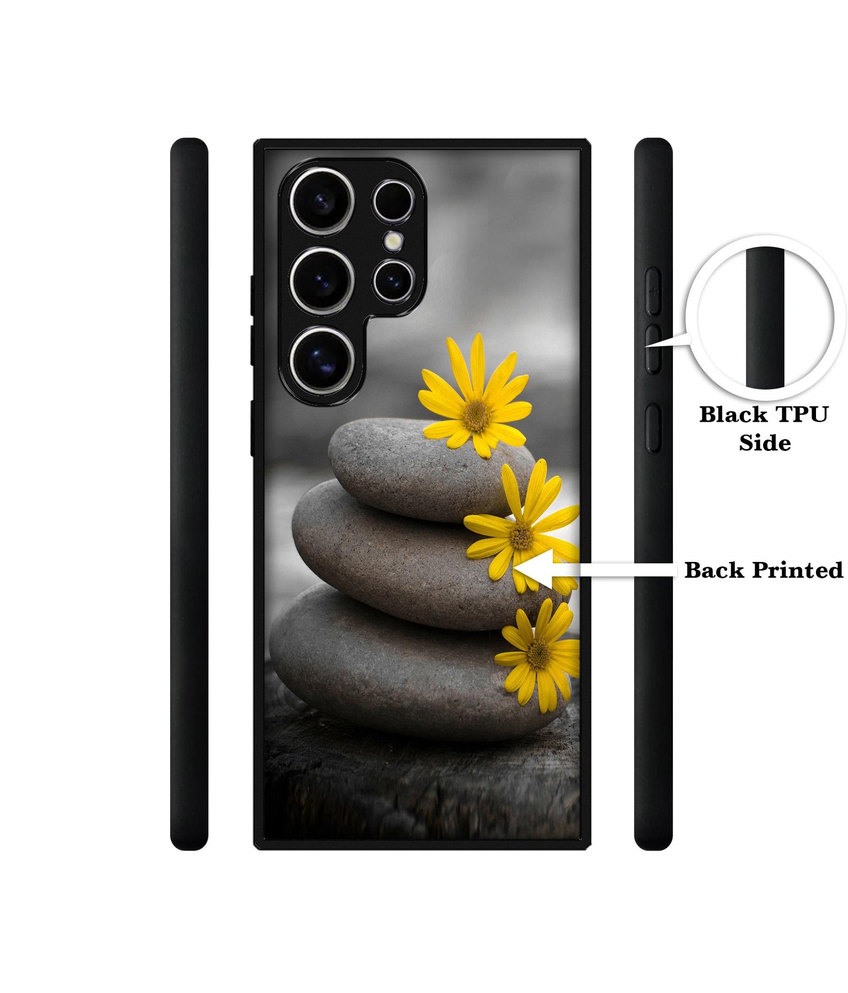 Stones And Flower Design Designer 2D Printed Back Case Cover for Samsung Galaxy S25 Ultra 5G