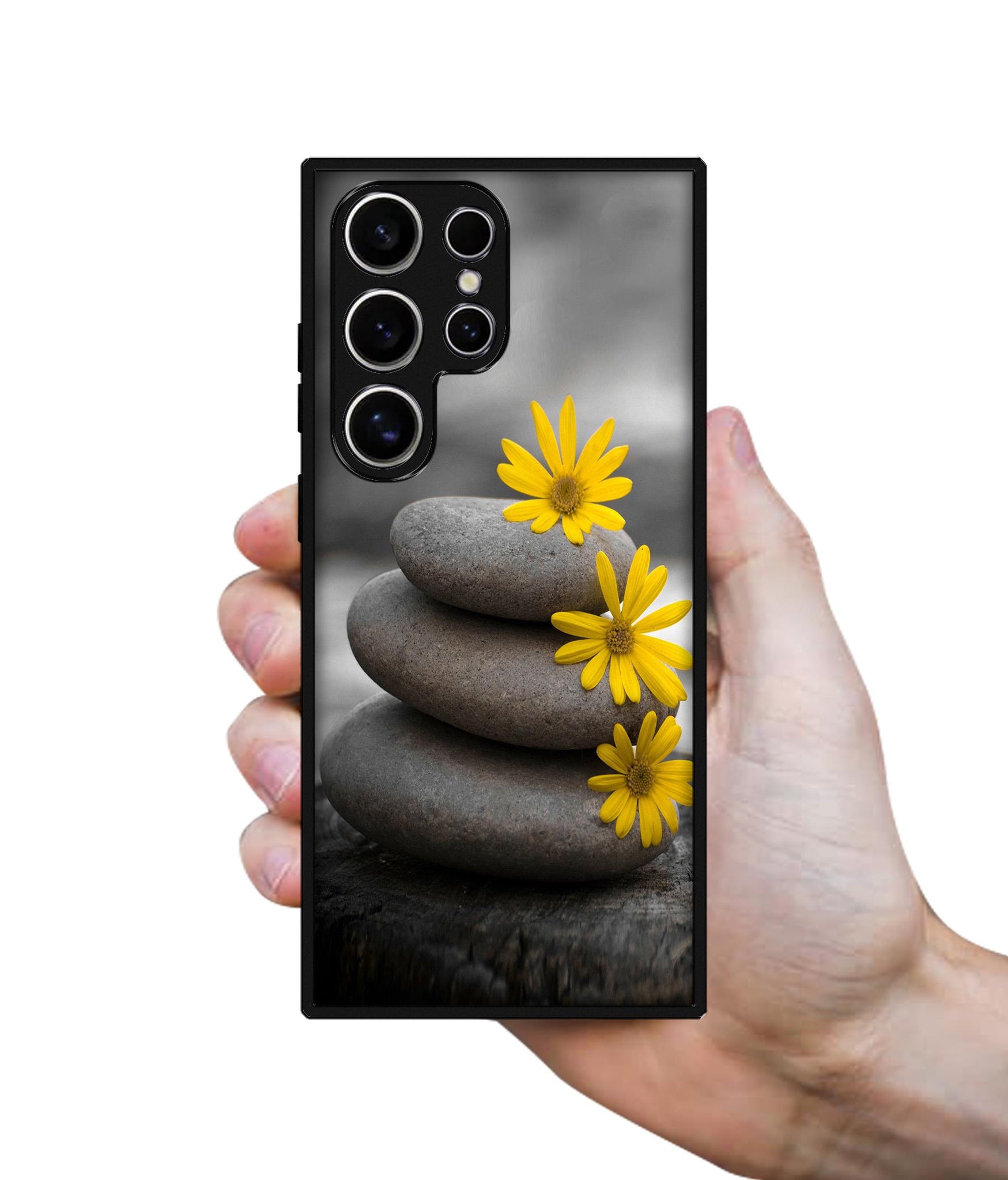 Stones And Flower Design Designer 2D Printed Back Case Cover for Samsung Galaxy S25 Ultra 5G