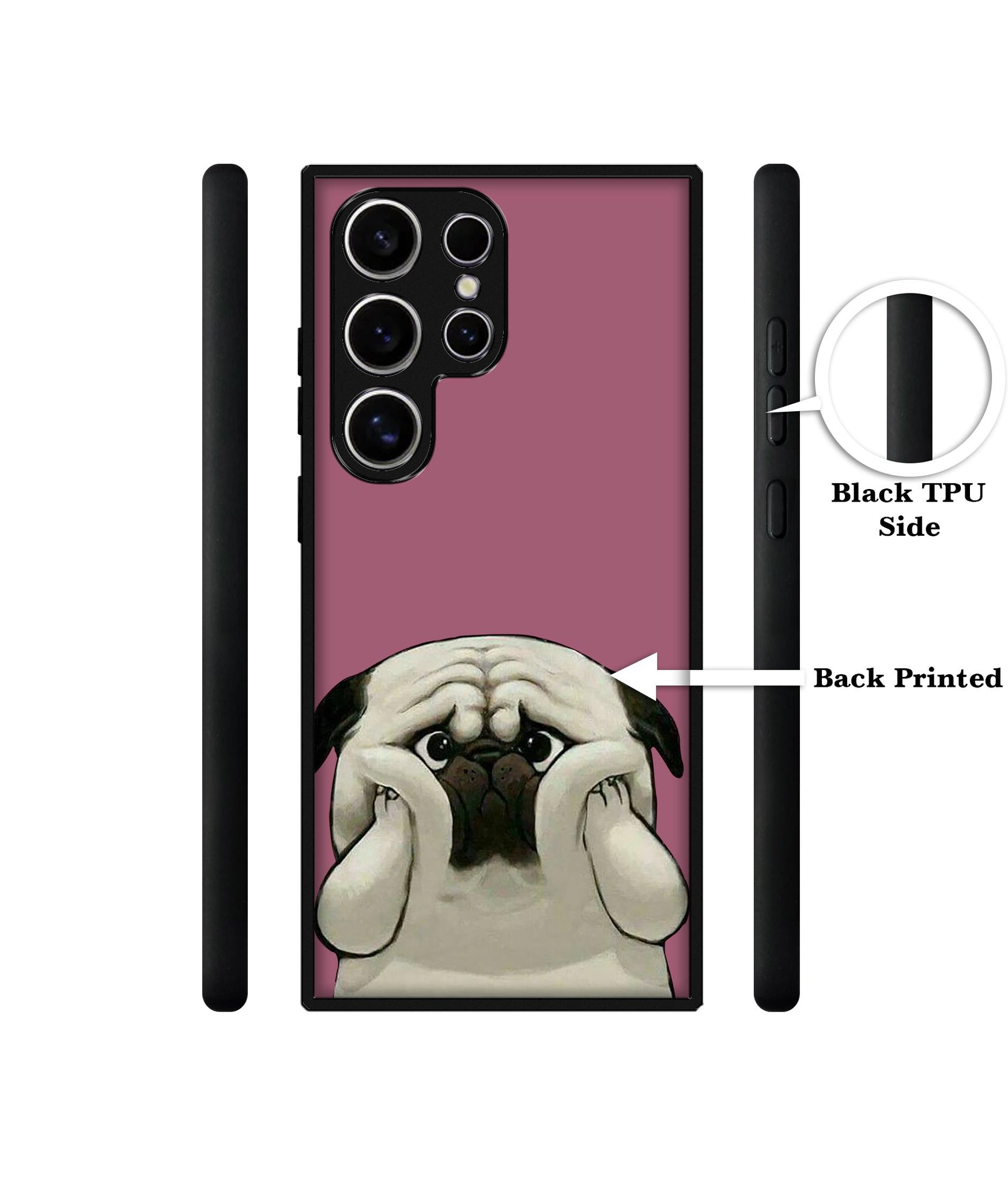 Cute Pug Holding Big Cheeks Design Designer 2D Printed Back Case Cover for Samsung Galaxy S25 Ultra 5G