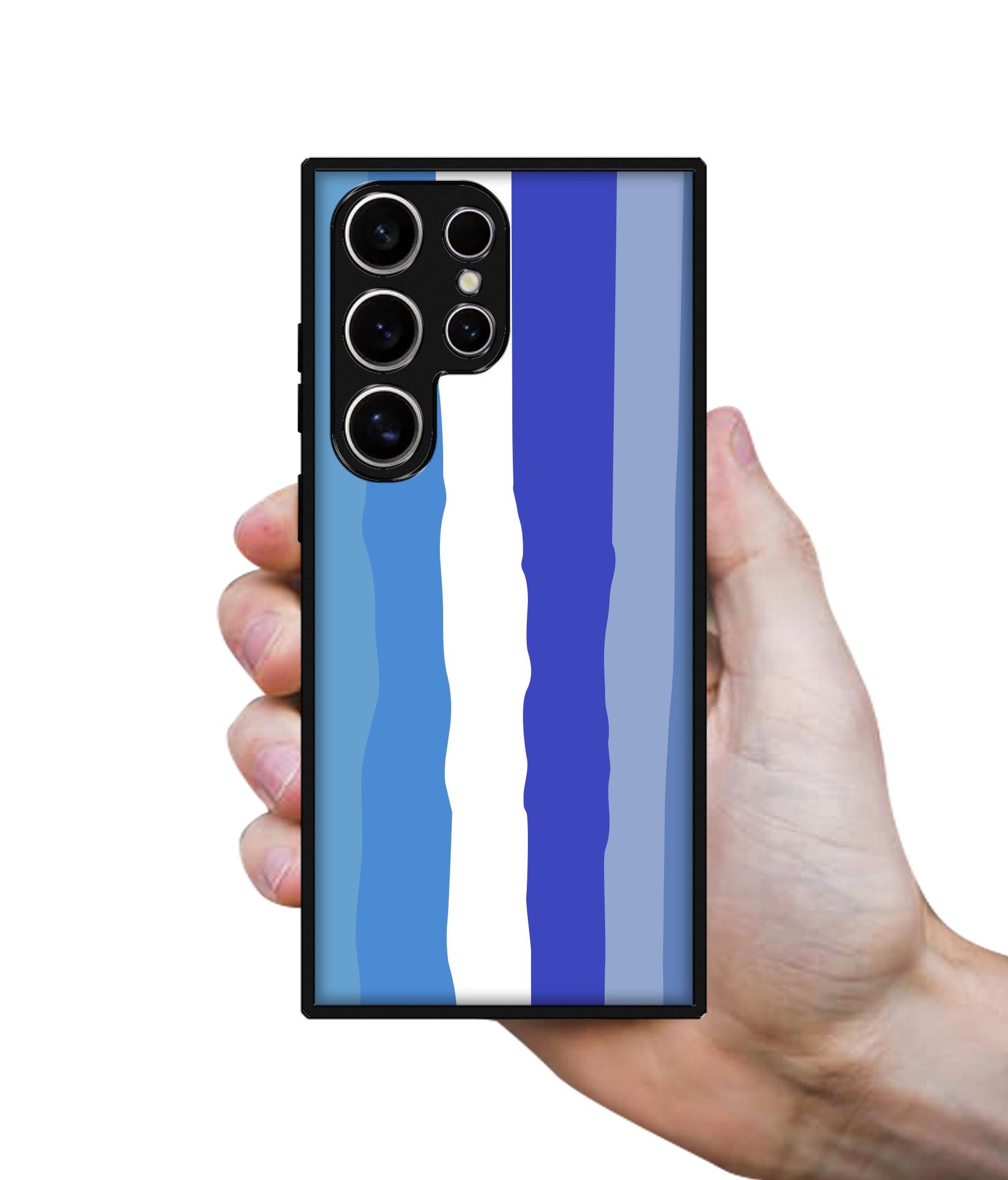 Blue Stripes Rainbow Design Designer 2D Printed Back Case Cover for Samsung Galaxy S25 Ultra 5G