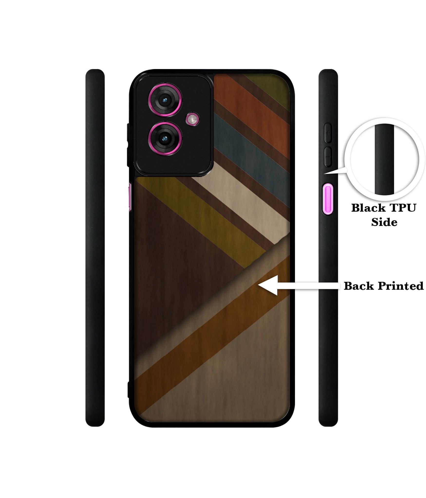 Colorful Wooden Pattern Design Designer 2D Printed Back Case Cover for Motorola Moto G55 5G