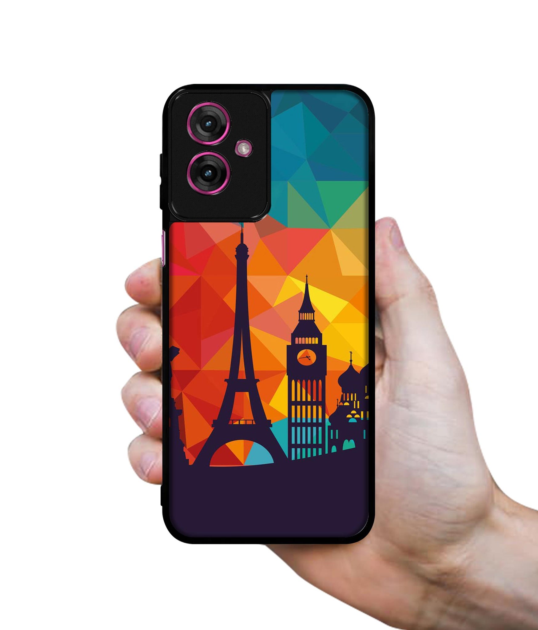 Colored Paris Design Designer 2D Printed Back Case Cover for Motorola Moto G55 5G