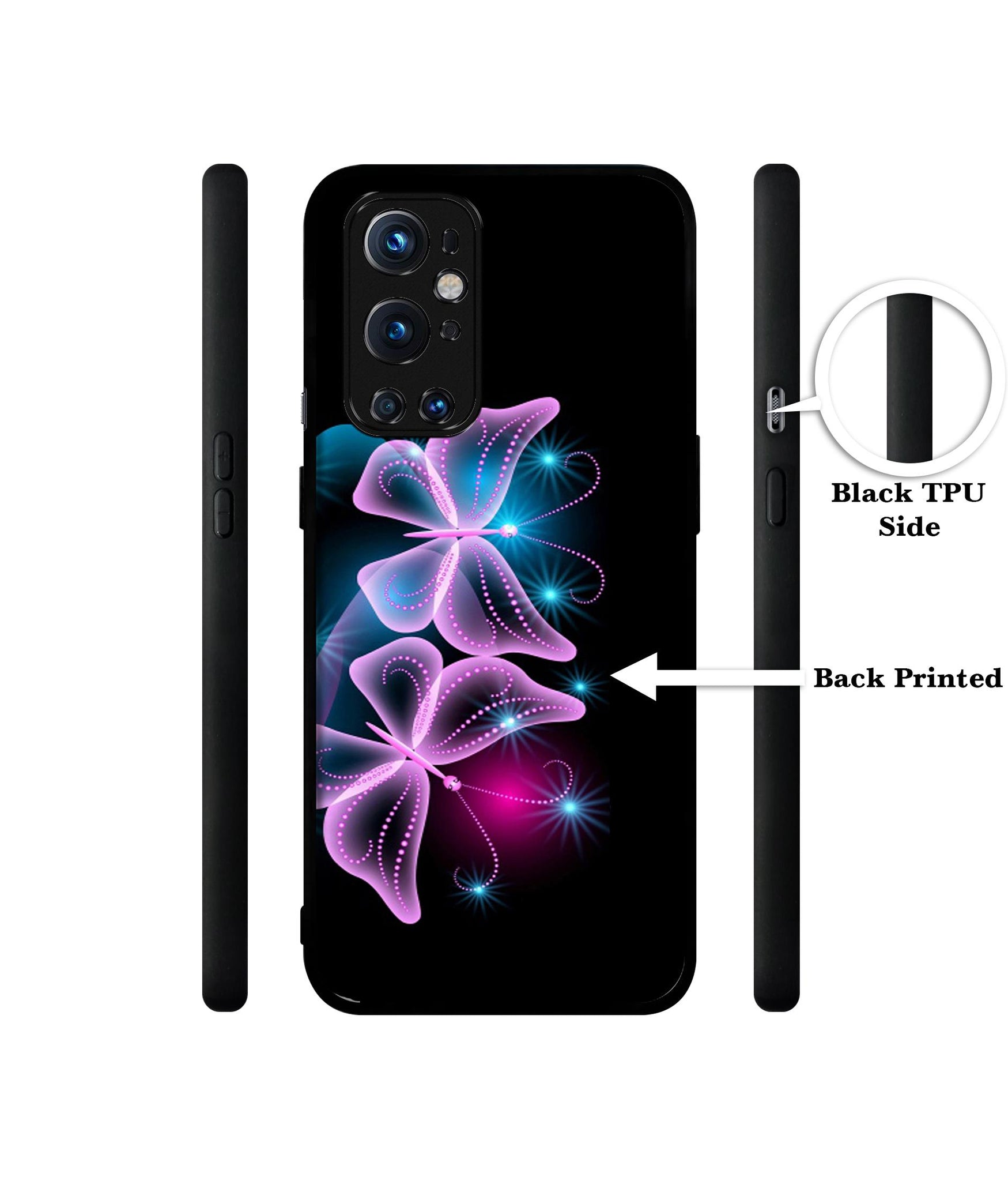 Butterflies Neon Light Design Designer 2D Printed Back Case Cover for OnePlus 9 Pro 5G