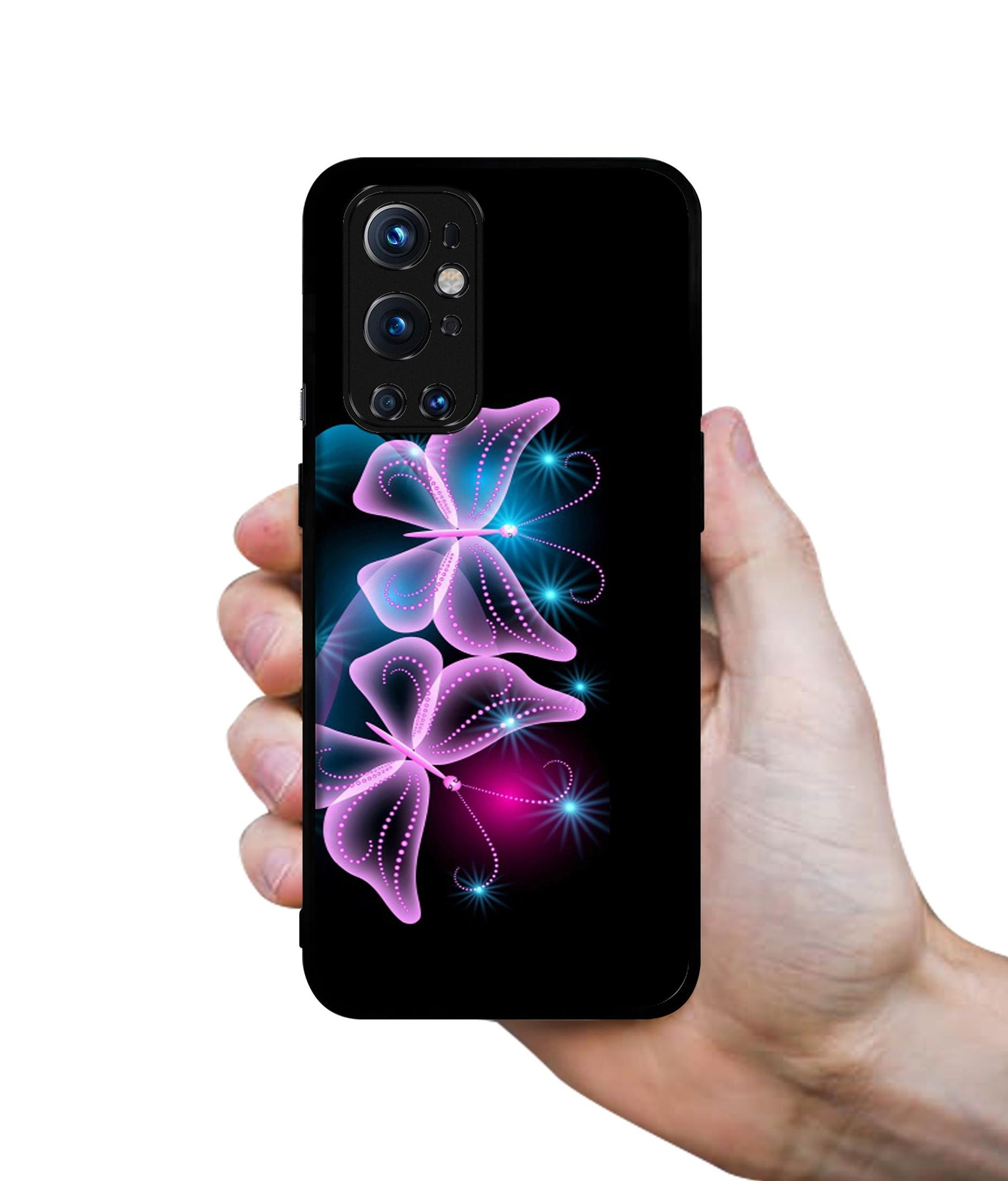 Butterflies Neon Light Design Designer 2D Printed Back Case Cover for OnePlus 9 Pro 5G