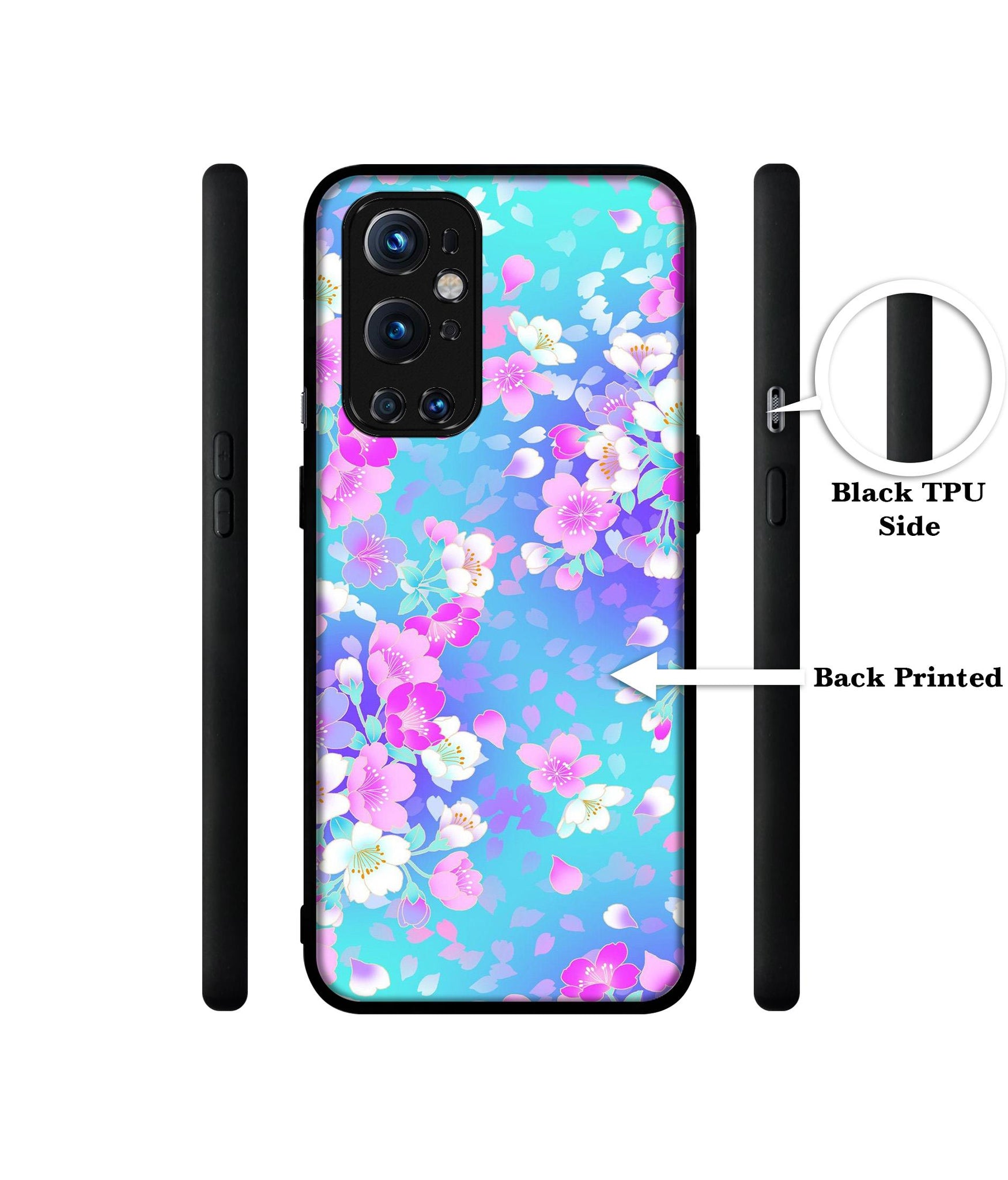 Floral Blue Pattern Design Designer 2D Printed Back Case Cover for OnePlus 9 Pro 5G