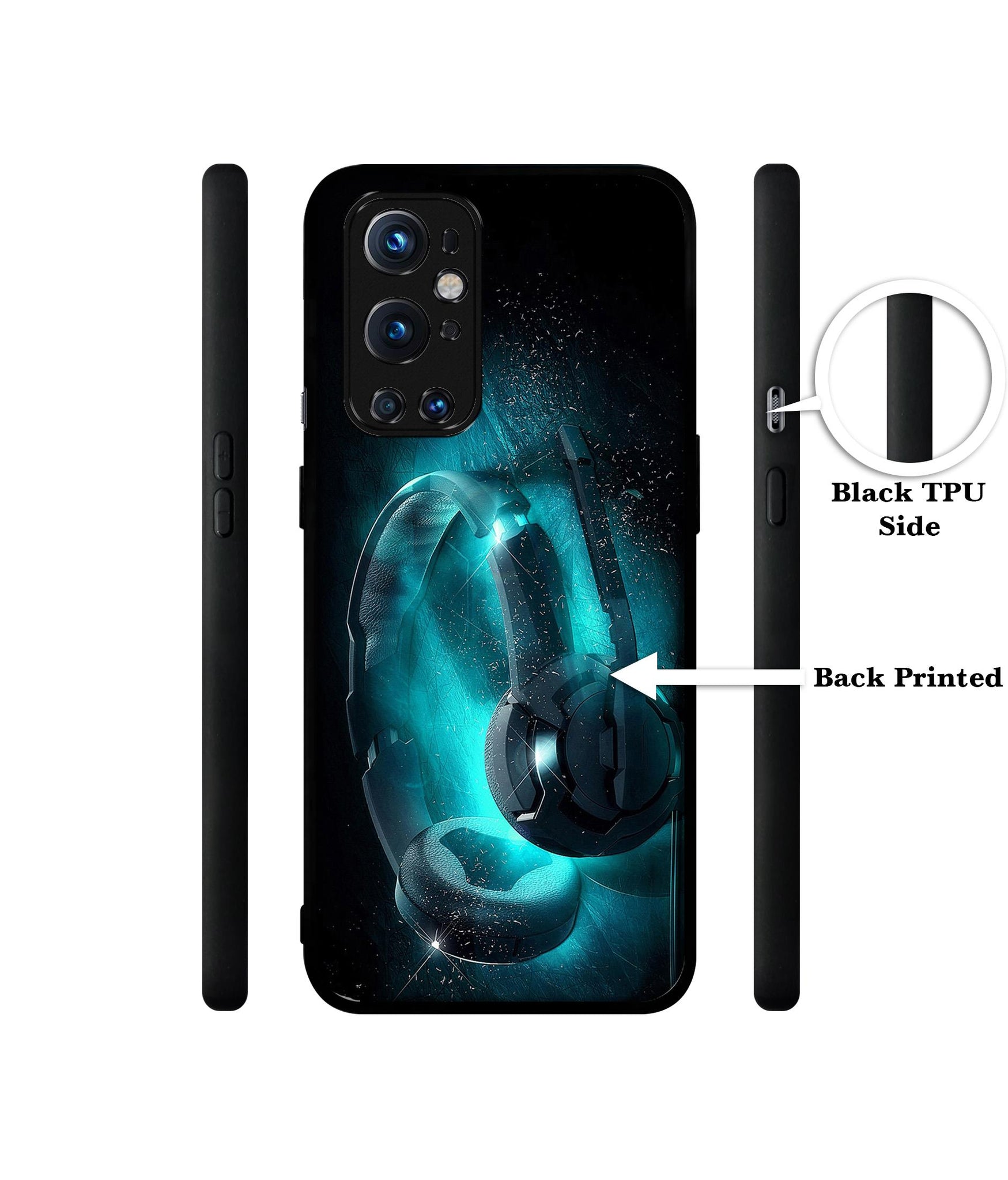 Cool Headphone Design Designer 2D Printed Back Case Cover for OnePlus 9 Pro 5G