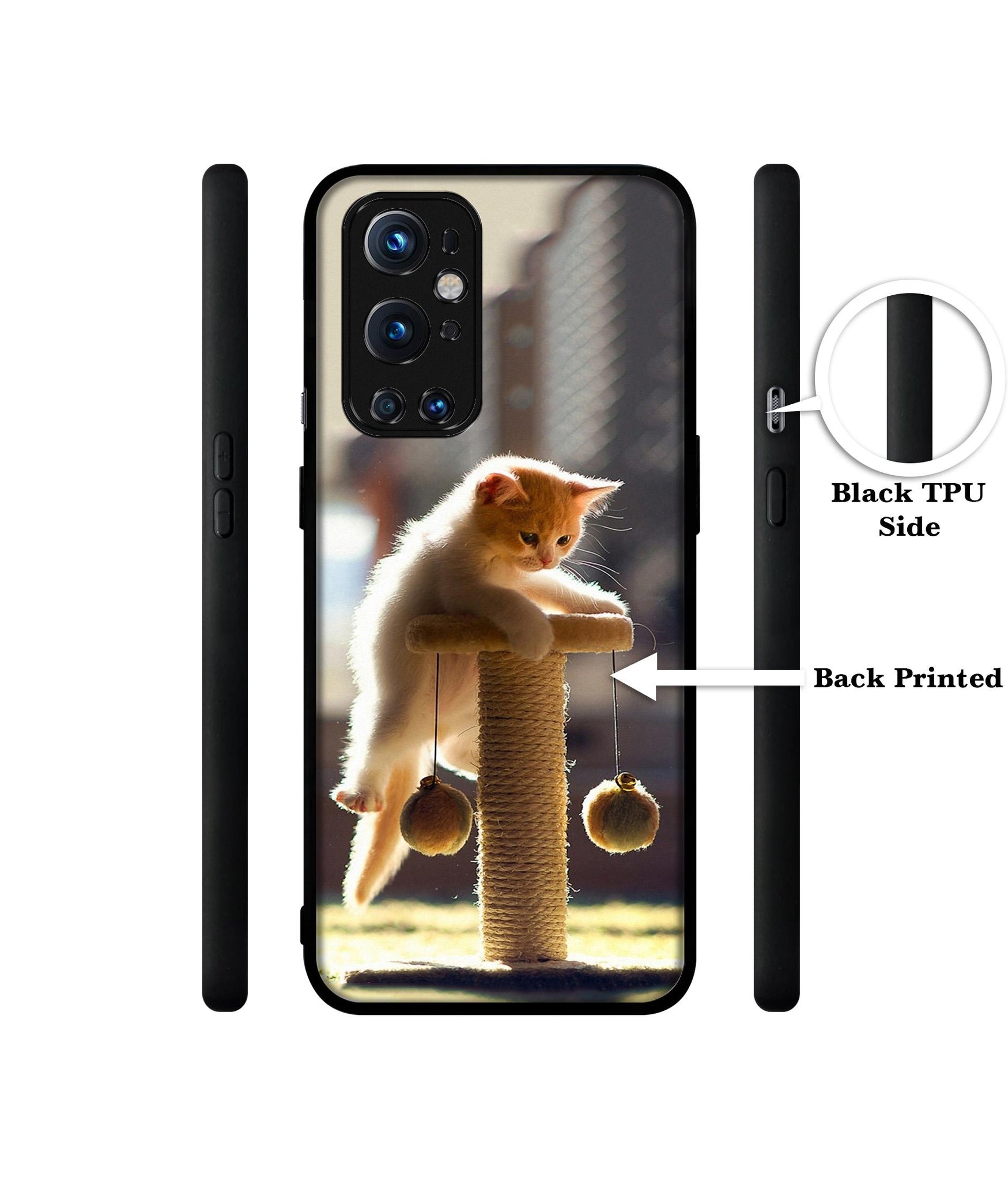 Cat Climbing Design Designer 2D Printed Back Case Cover for OnePlus 9 Pro 5G