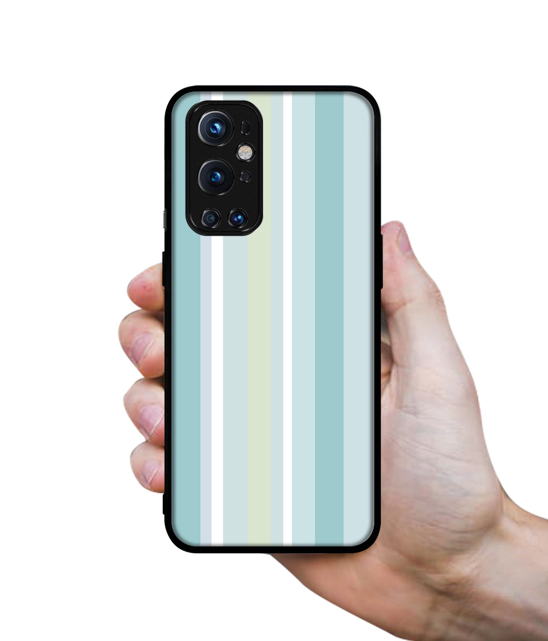 Light Green Stripes Design Designer 2D Printed Back Case Cover for OnePlus 9 Pro 5G