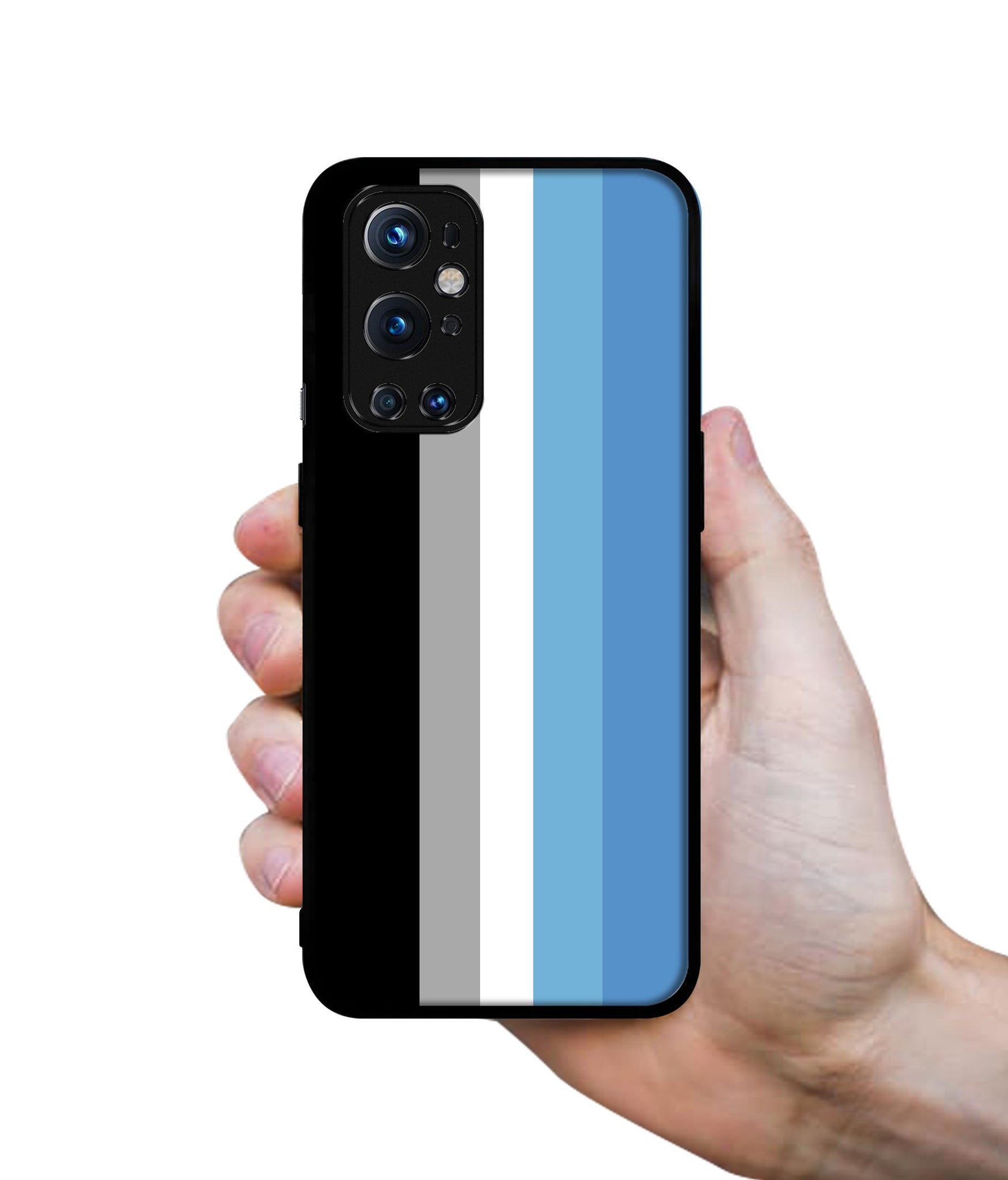 White and Blue Lines Design Designer 2D Printed Back Case Cover for OnePlus 9 Pro 5G