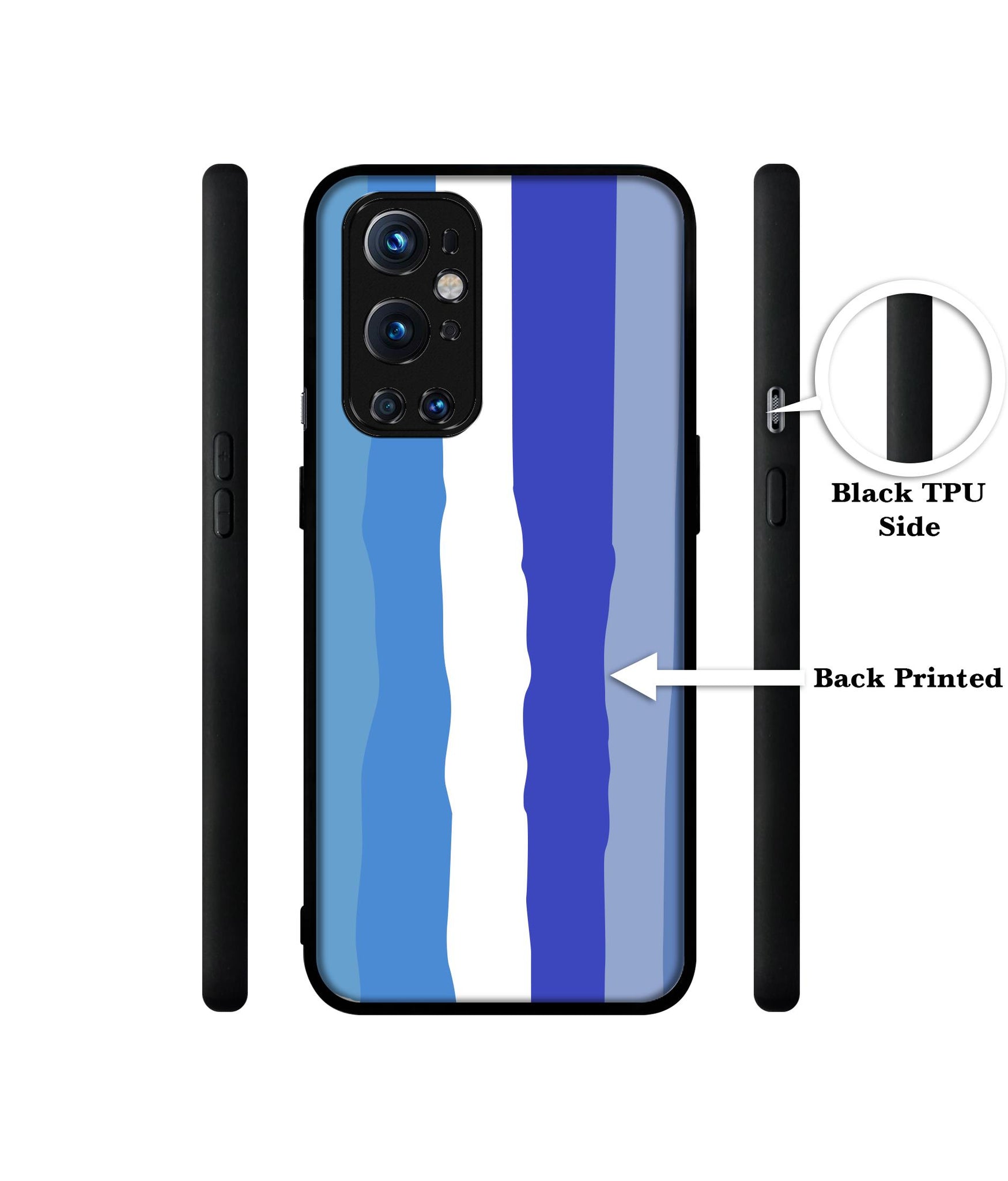 Blue Stripes Rainbow Design Designer 2D Printed Back Case Cover for OnePlus 9 Pro 5G