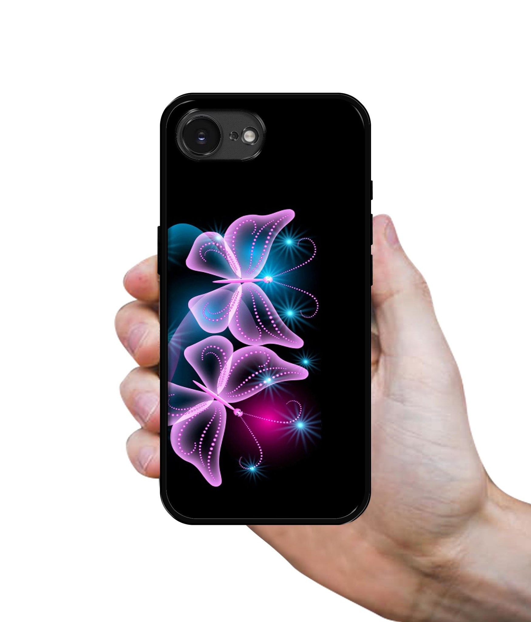 Butterflies Neon Light Designer 2D Printed Back Case Cover for Apple iPhone 16e