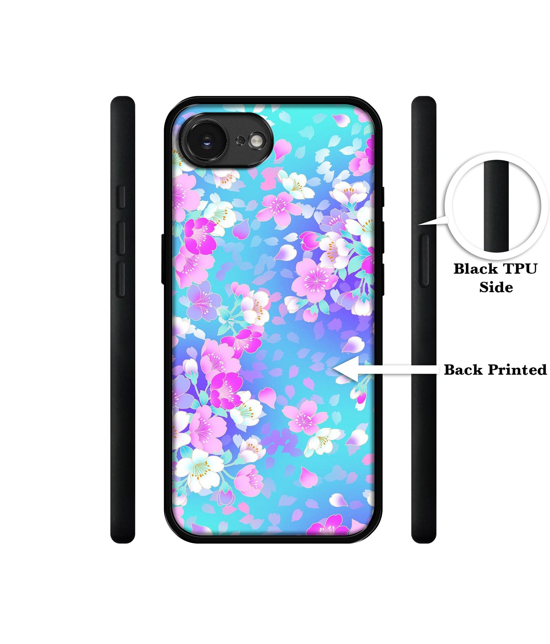 Floral Blue Pattern Designer 2D Printed Back Case Cover for Apple iPhone 16e