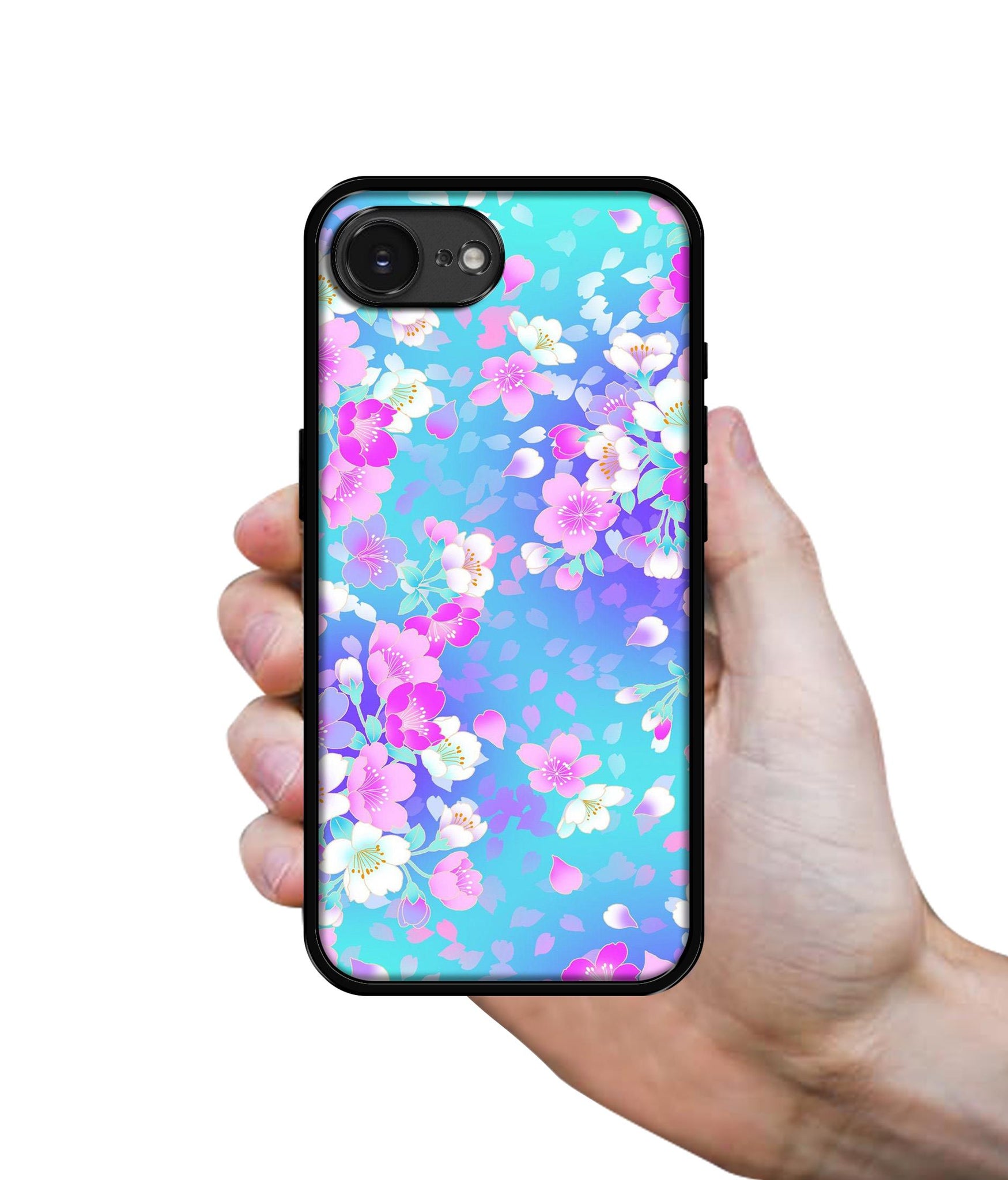 Floral Blue Pattern Designer 2D Printed Back Case Cover for Apple iPhone 16e