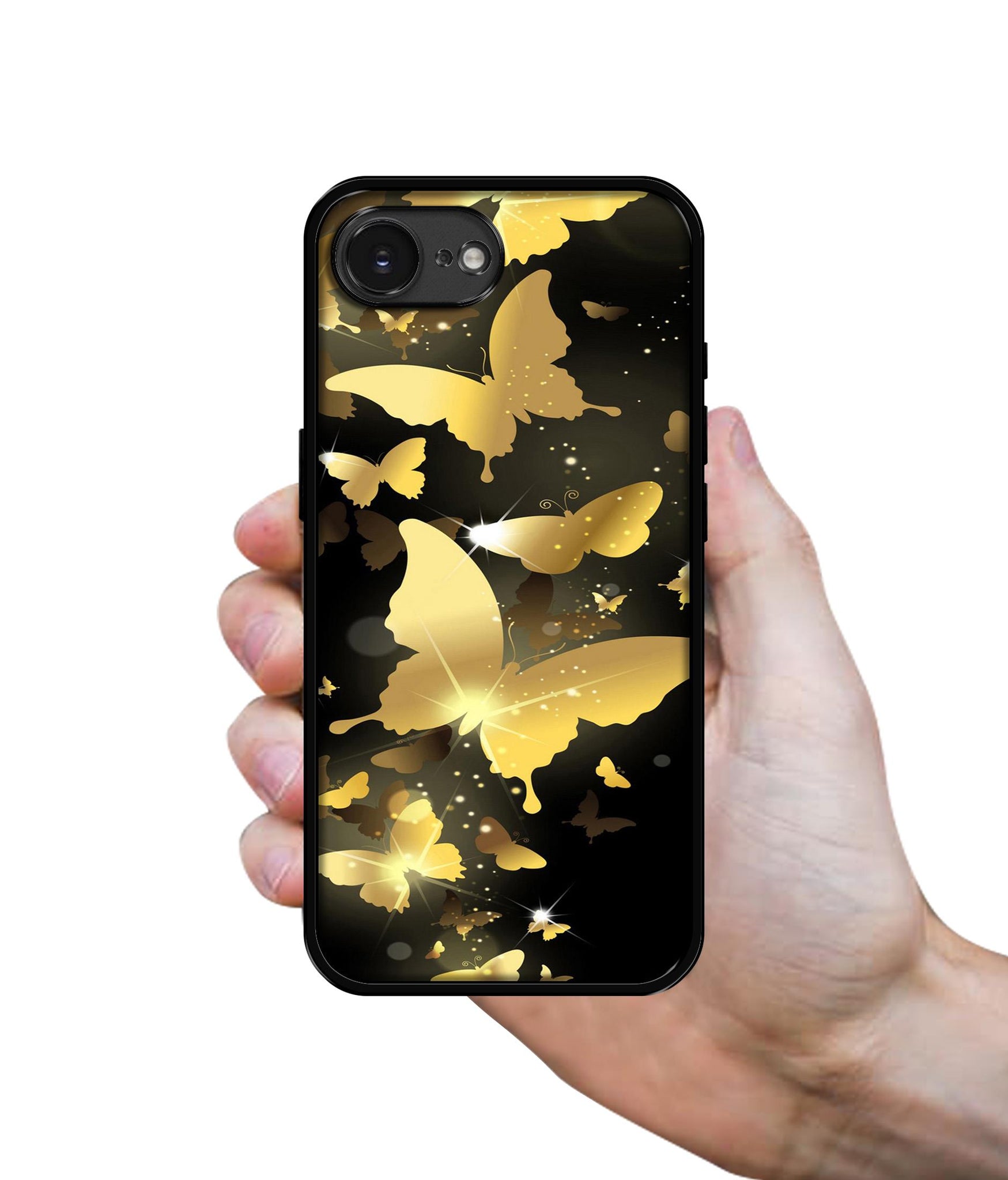 Golden Butterfly Pattern Designer 2D Printed Back Case Cover for Apple iPhone 16e