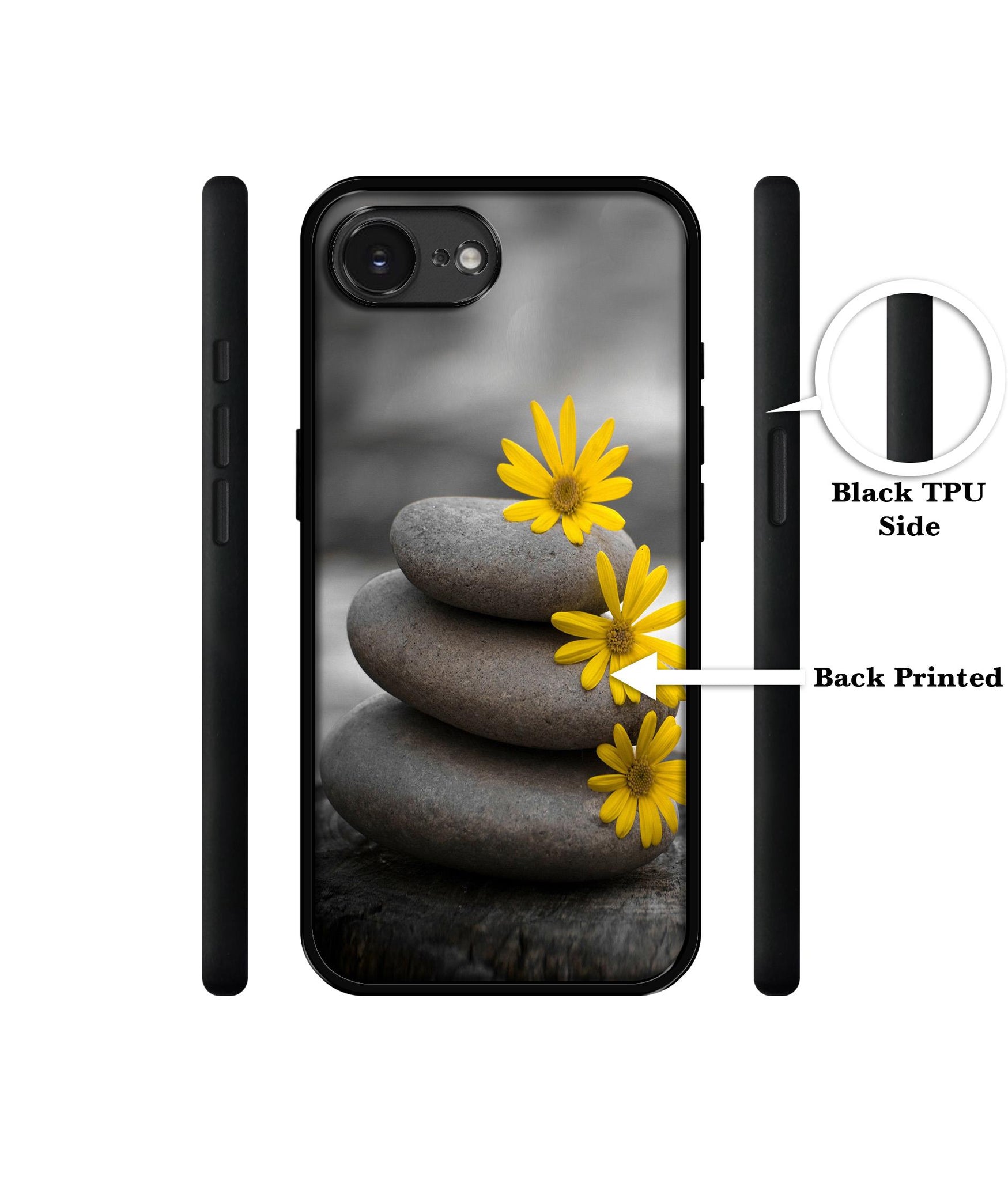 Stones And Flower Designer 2D Printed Back Case Cover for Apple iPhone 16e