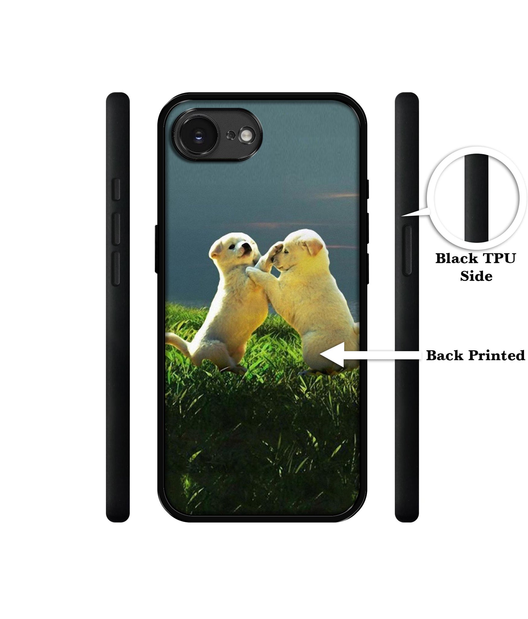 Puppy Couple Sunset Designer 2D Printed Back Case Cover for Apple iPhone 16e