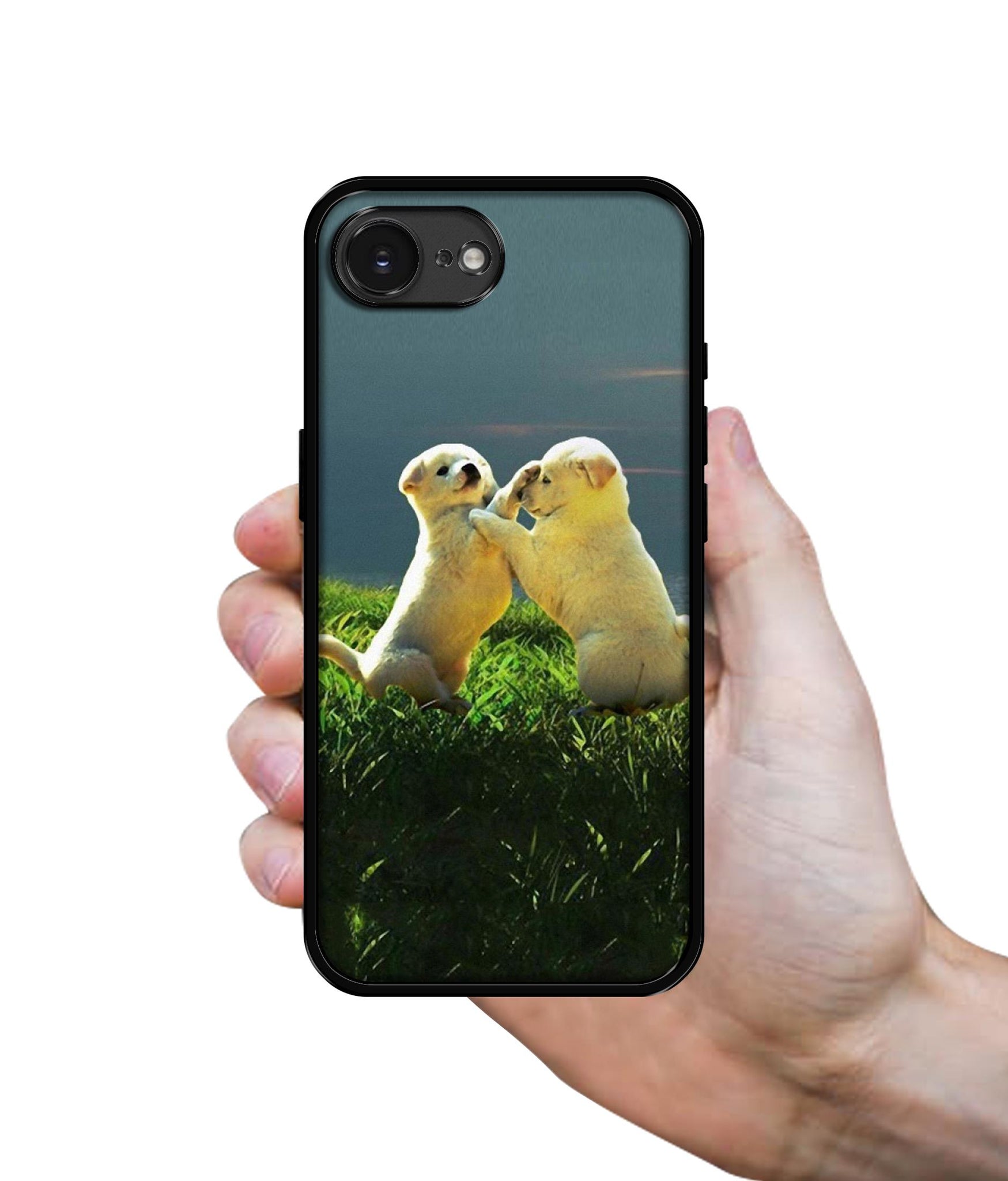 Puppy Couple Sunset Designer 2D Printed Back Case Cover for Apple iPhone 16e