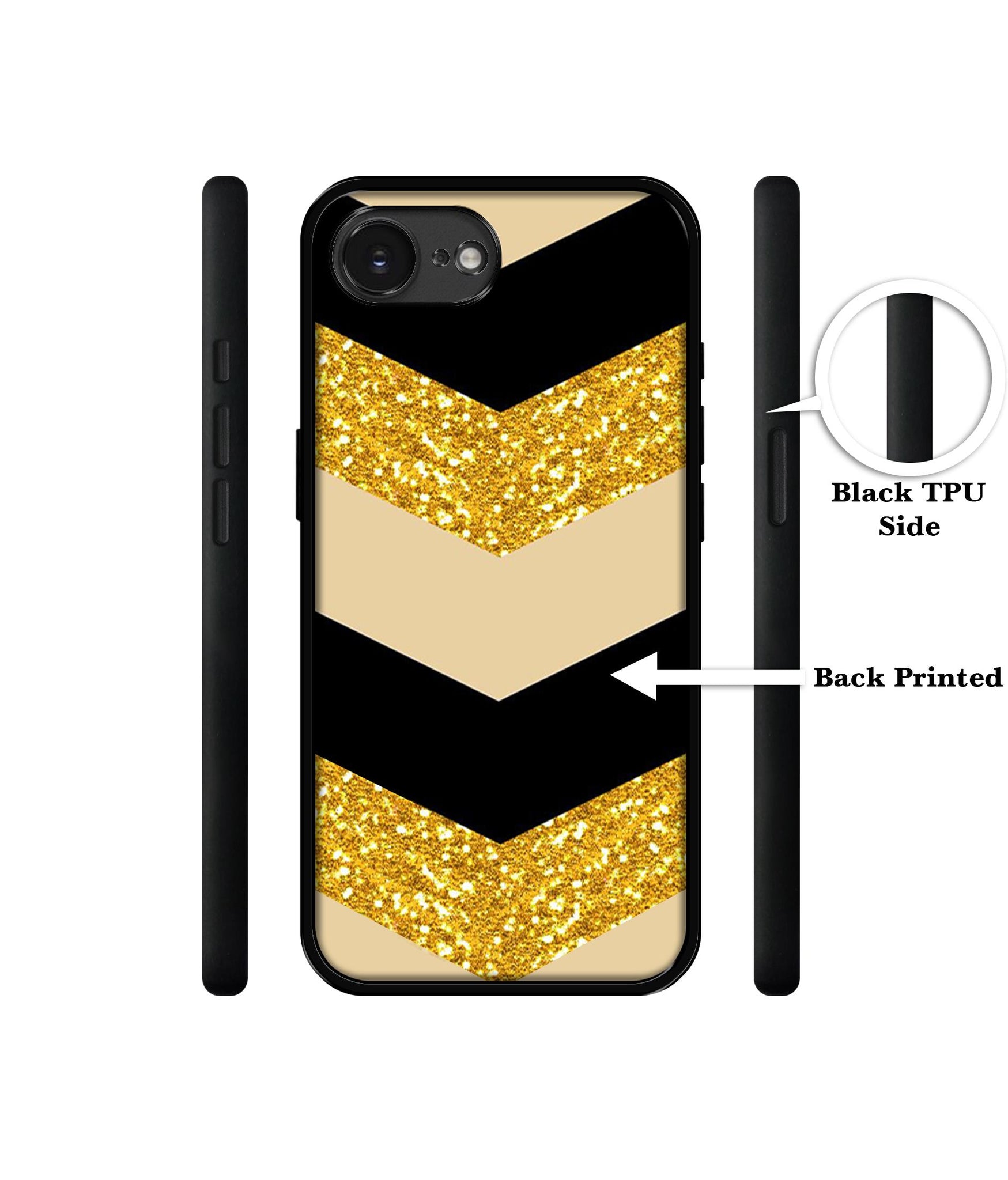 Black & Gold Designer 2D Printed Back Case Cover for Apple iPhone 16e