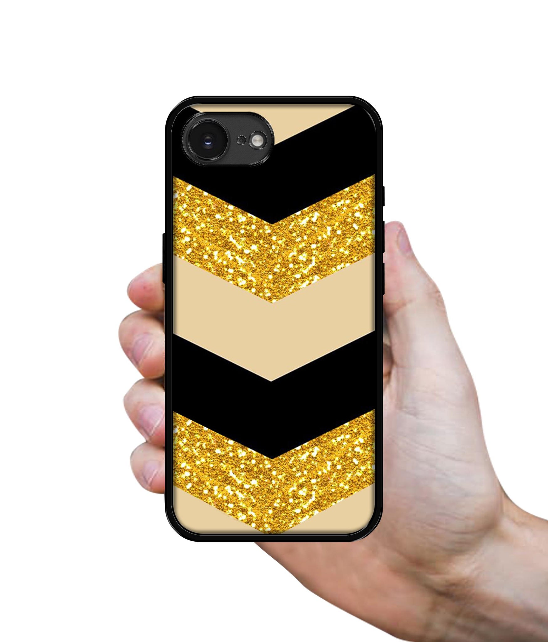 Black & Gold Designer 2D Printed Back Case Cover for Apple iPhone 16e