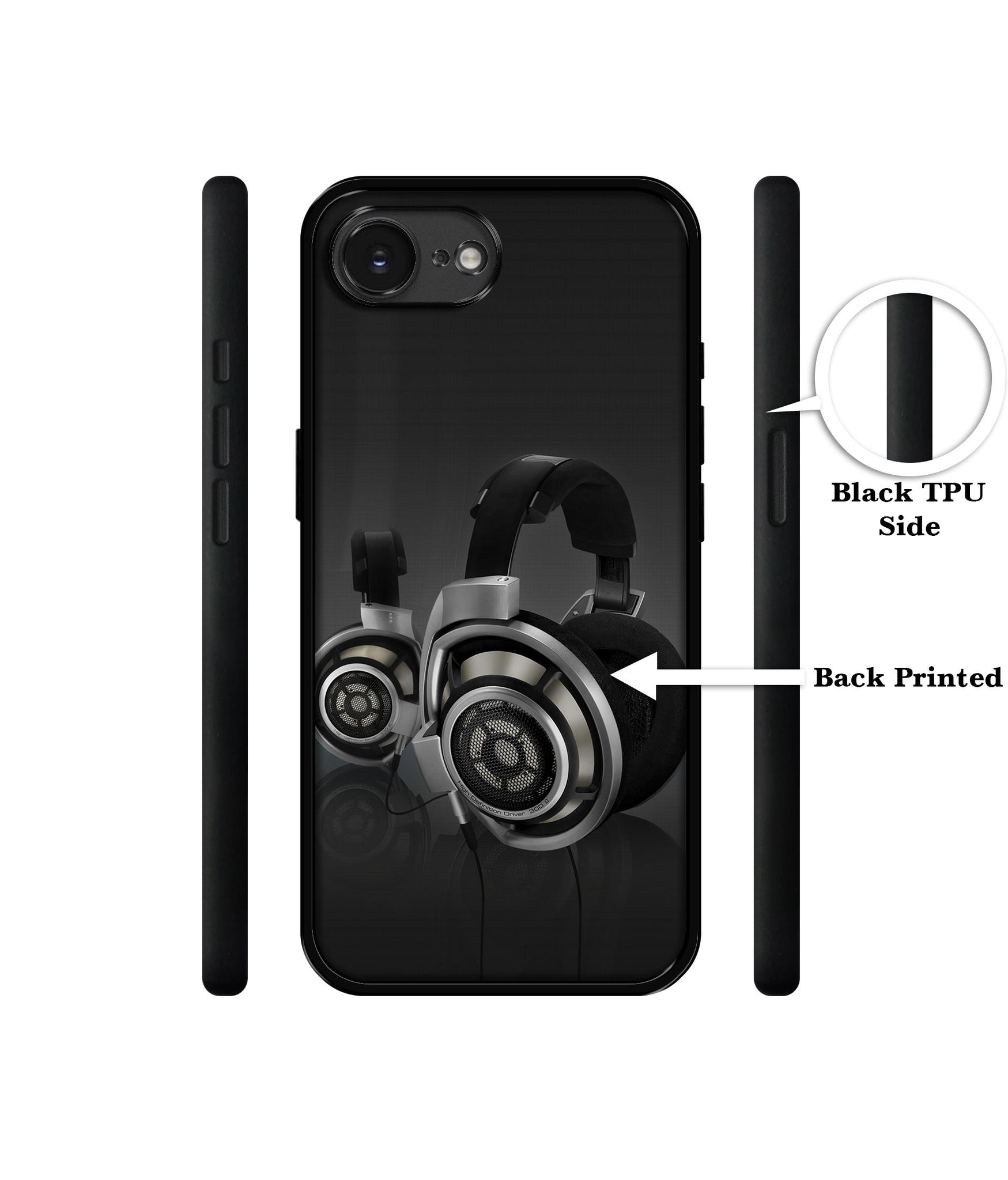 Head Phone Designer 2D Printed Back Case Cover for Apple iPhone 16e