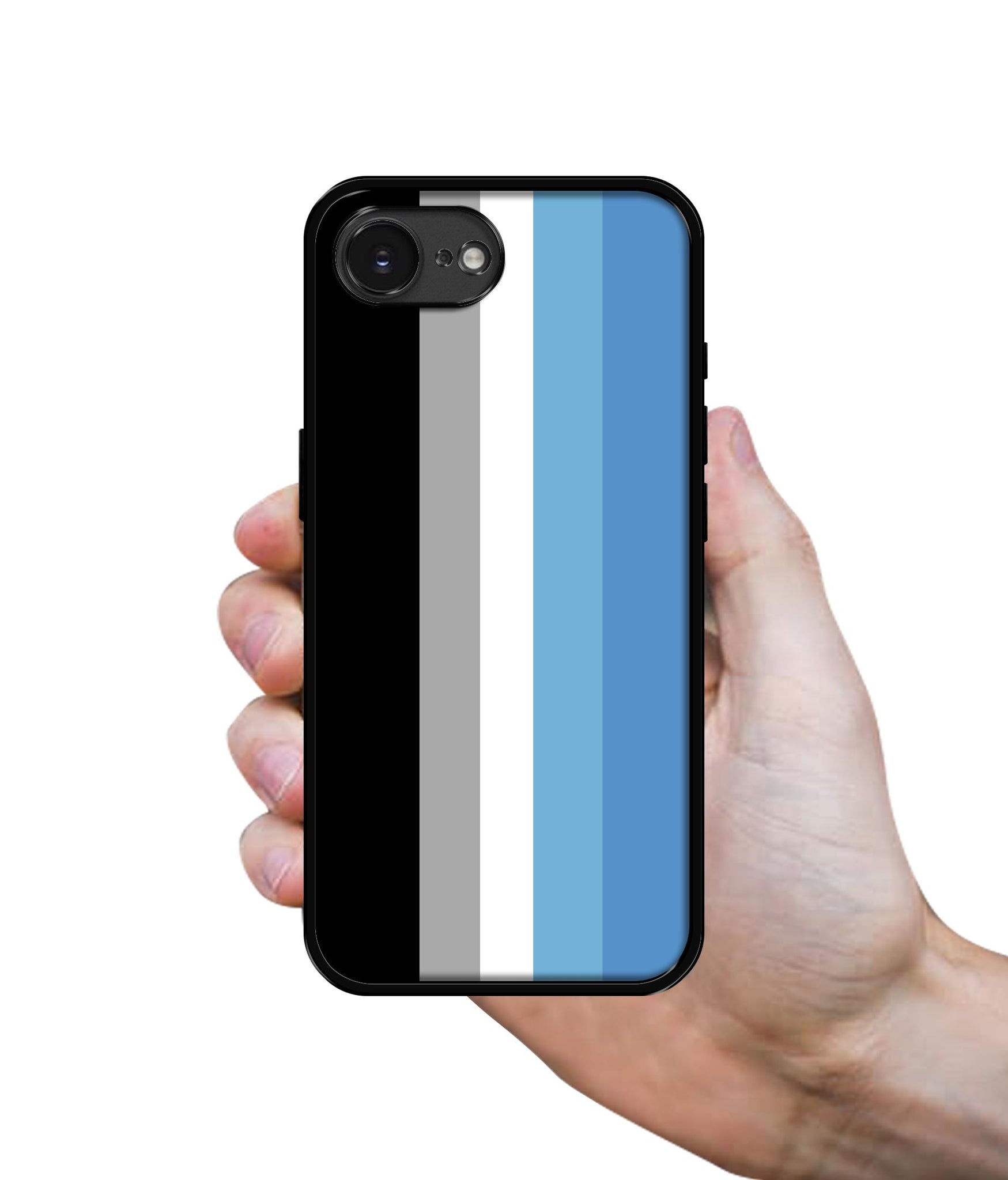 White and Blue Lines Designer 2D Printed Back Case Cover for Apple iPhone 16e