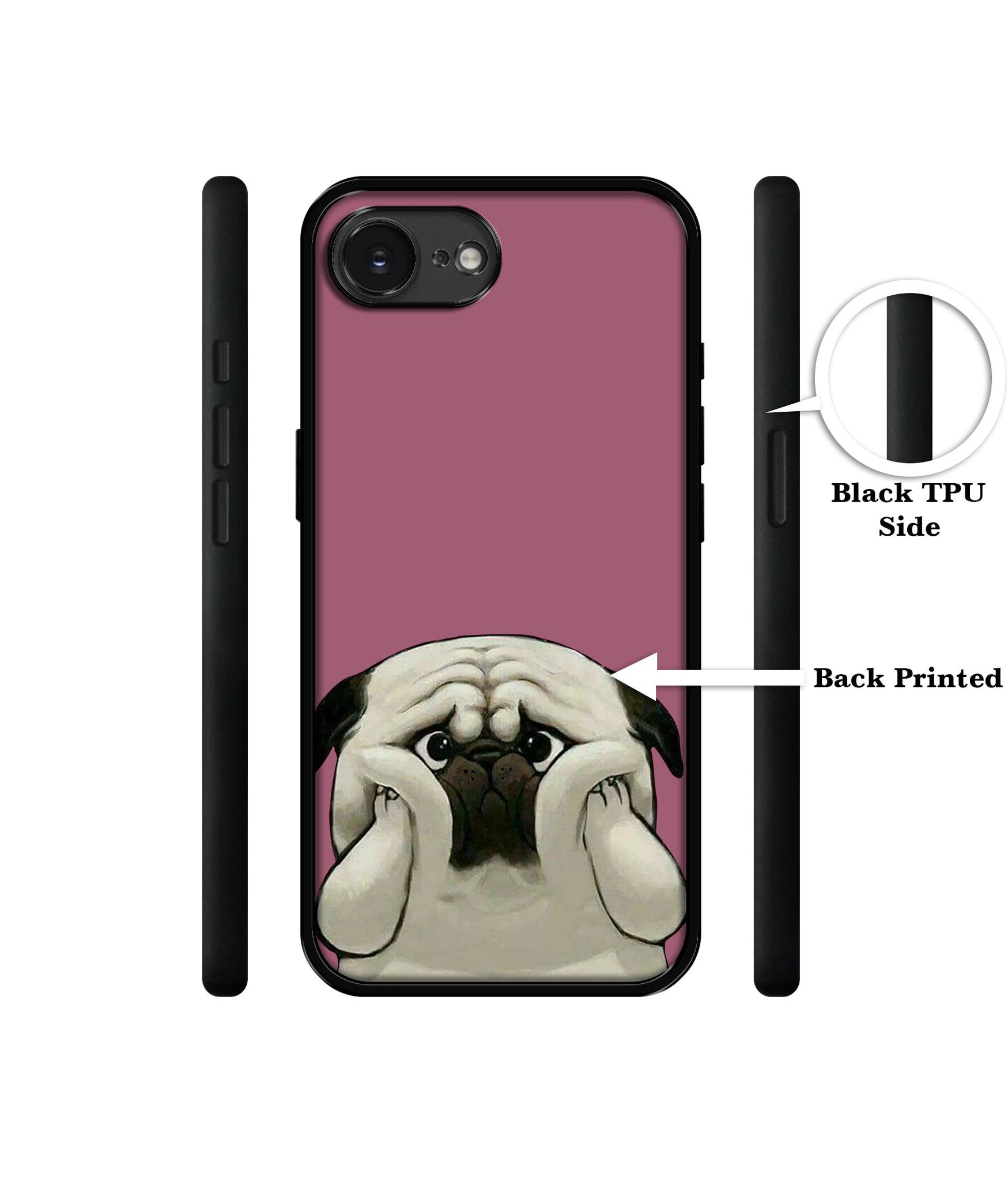 Cute Pug Holding Big Cheeks Designer 2D Printed Back Case Cover for Apple iPhone 16e