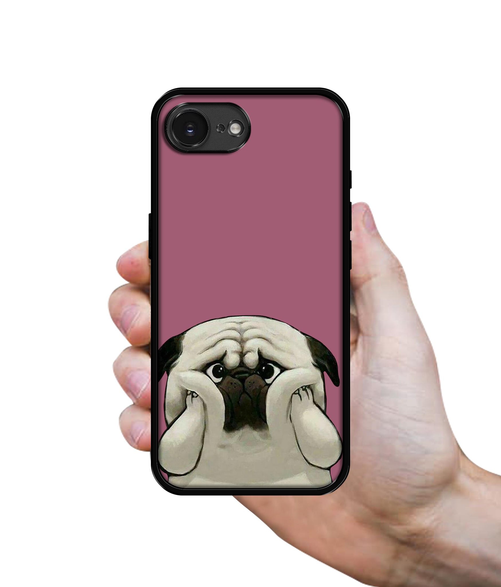 Cute Pug Holding Big Cheeks Designer 2D Printed Back Case Cover for Apple iPhone 16e