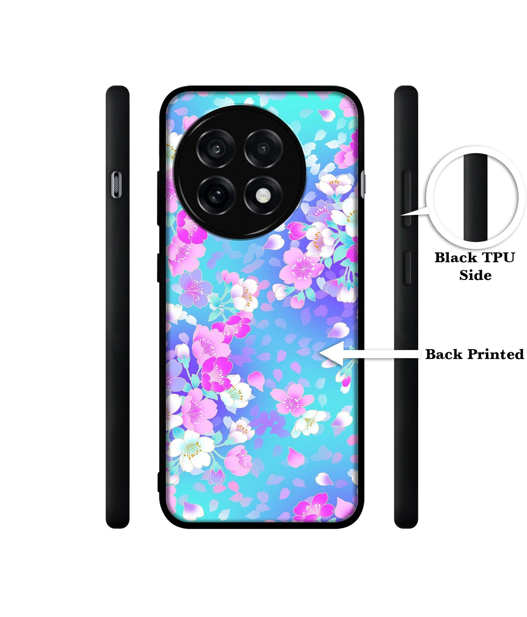 Floral Blue Pattern Design Designer 2D Printed Back Case Cover for OnePlus 13R 5G