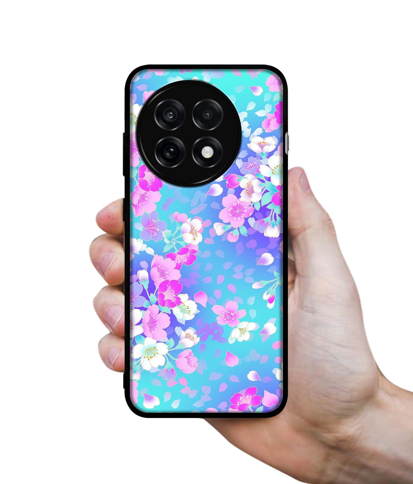 Floral Blue Pattern Design Designer 2D Printed Back Case Cover for OnePlus 13R 5G