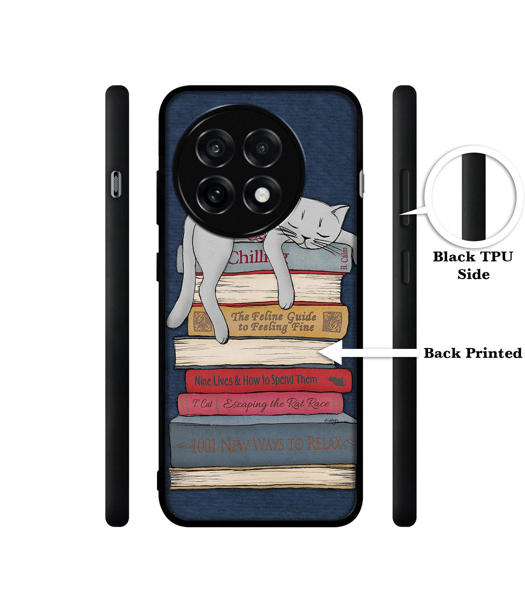 Cat Sleeping On The Books Design Designer 2D Printed Back Case Cover for OnePlus 13R 5G