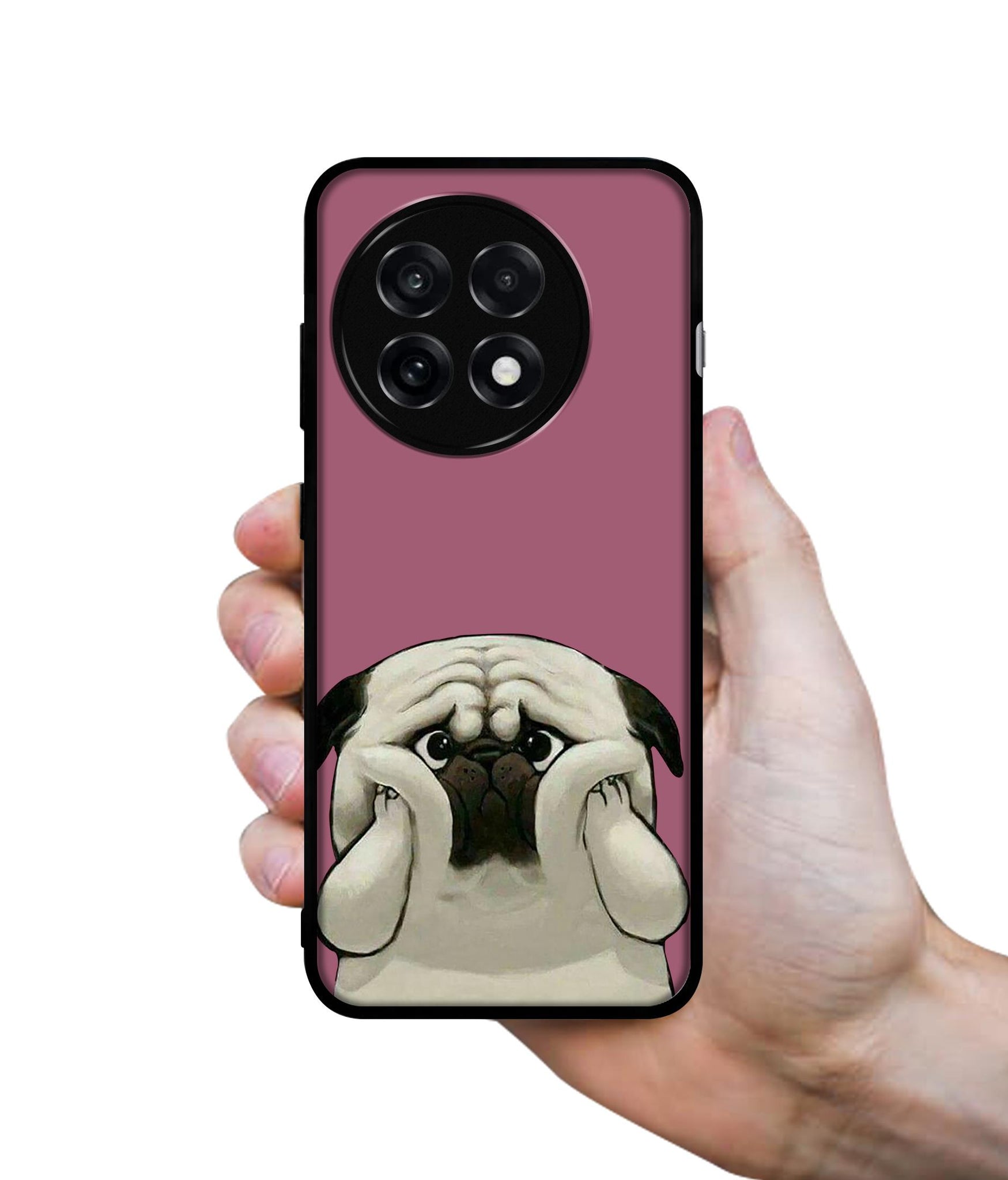 Cute Pug Holding Big Cheeks Design Designer 2D Printed Back Case Cover for OnePlus 13R 5G