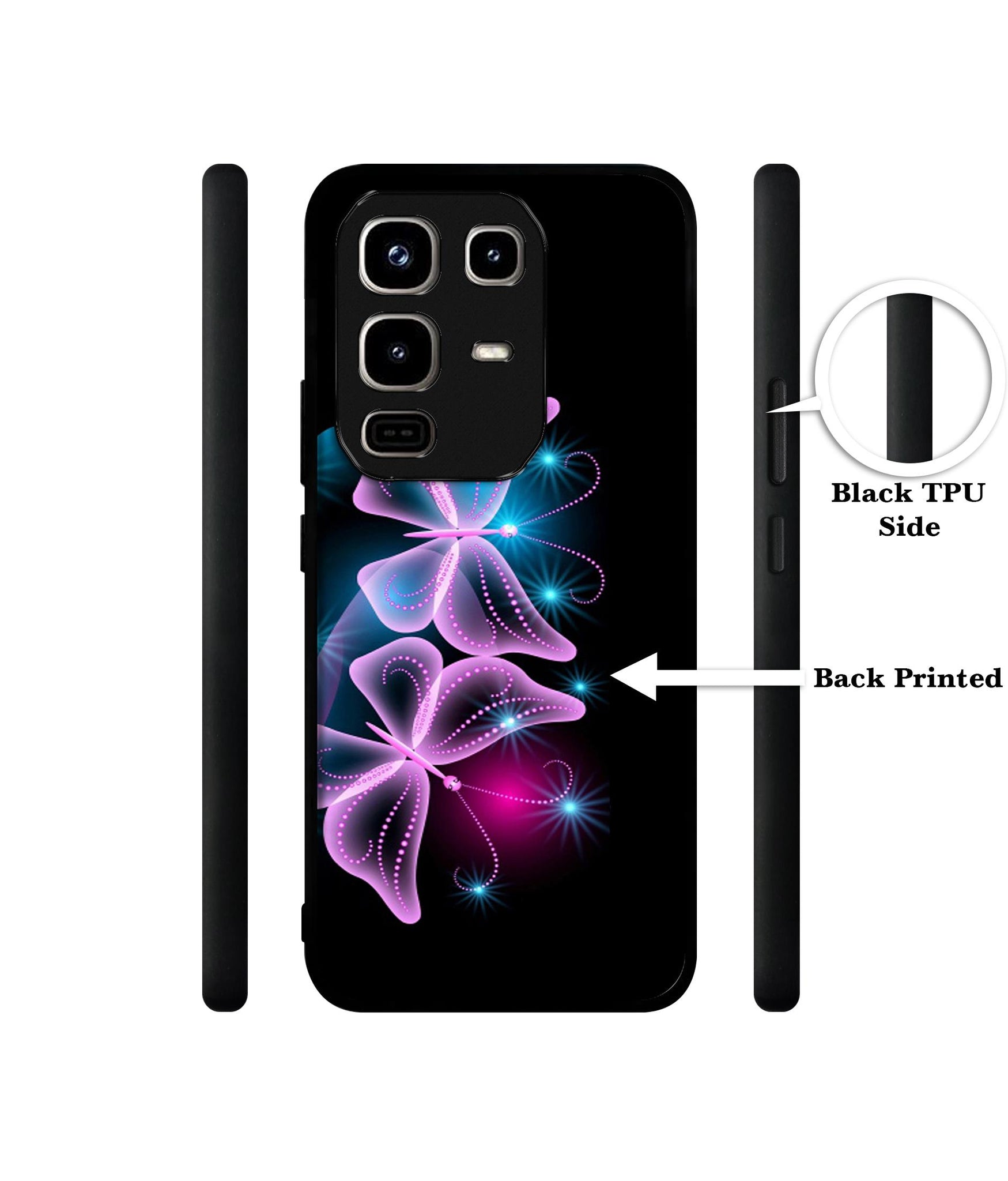 Butterflies Neon Light Designer 2D Printed Back Case Cover for Infinix Note 50 Pro 4G / Note 50 Pro Plus 5G