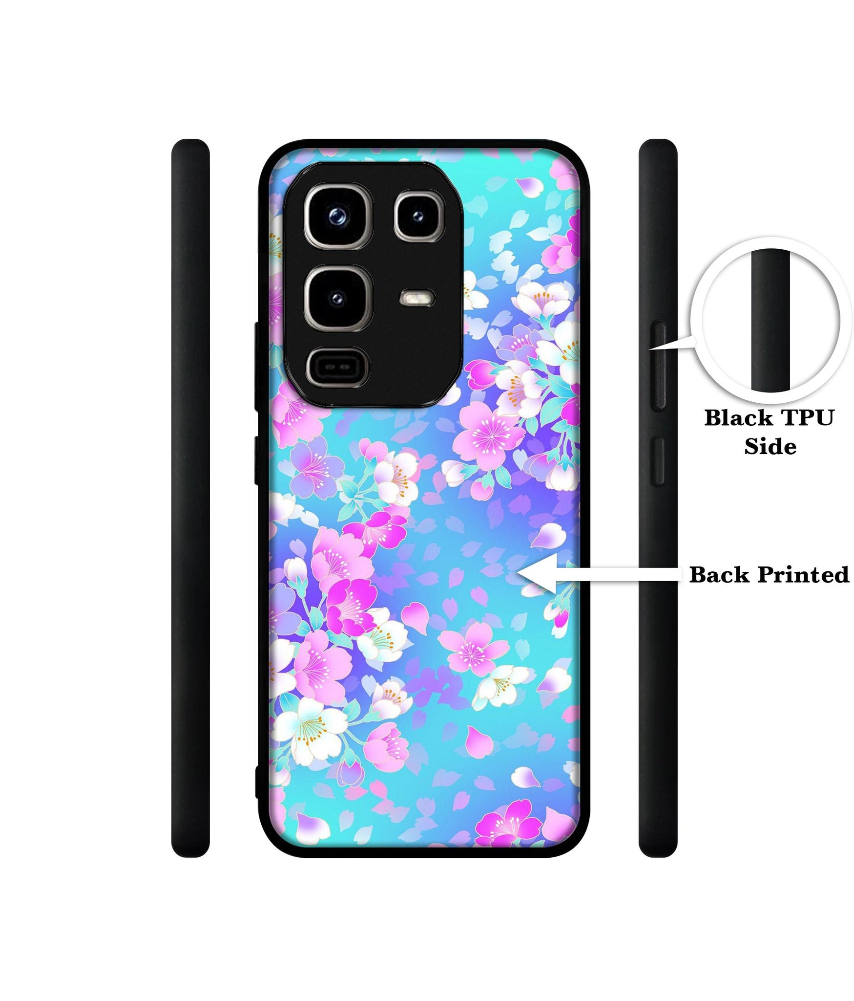 Floral Blue Pattern Designer 2D Printed Back Case Cover for Infinix Note 50 Pro 4G / Note 50 Pro Plus 5G