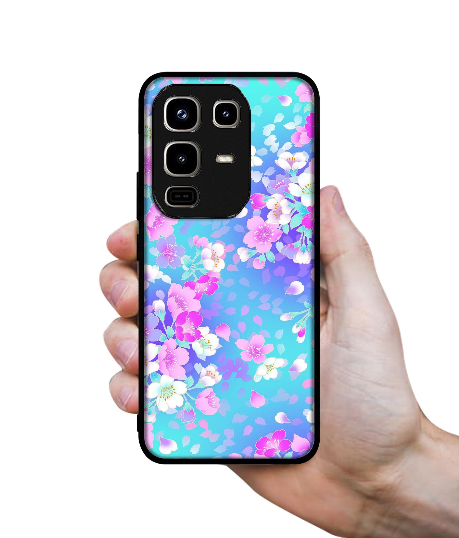Floral Blue Pattern Designer 2D Printed Back Case Cover for Infinix Note 50 Pro 4G / Note 50 Pro Plus 5G