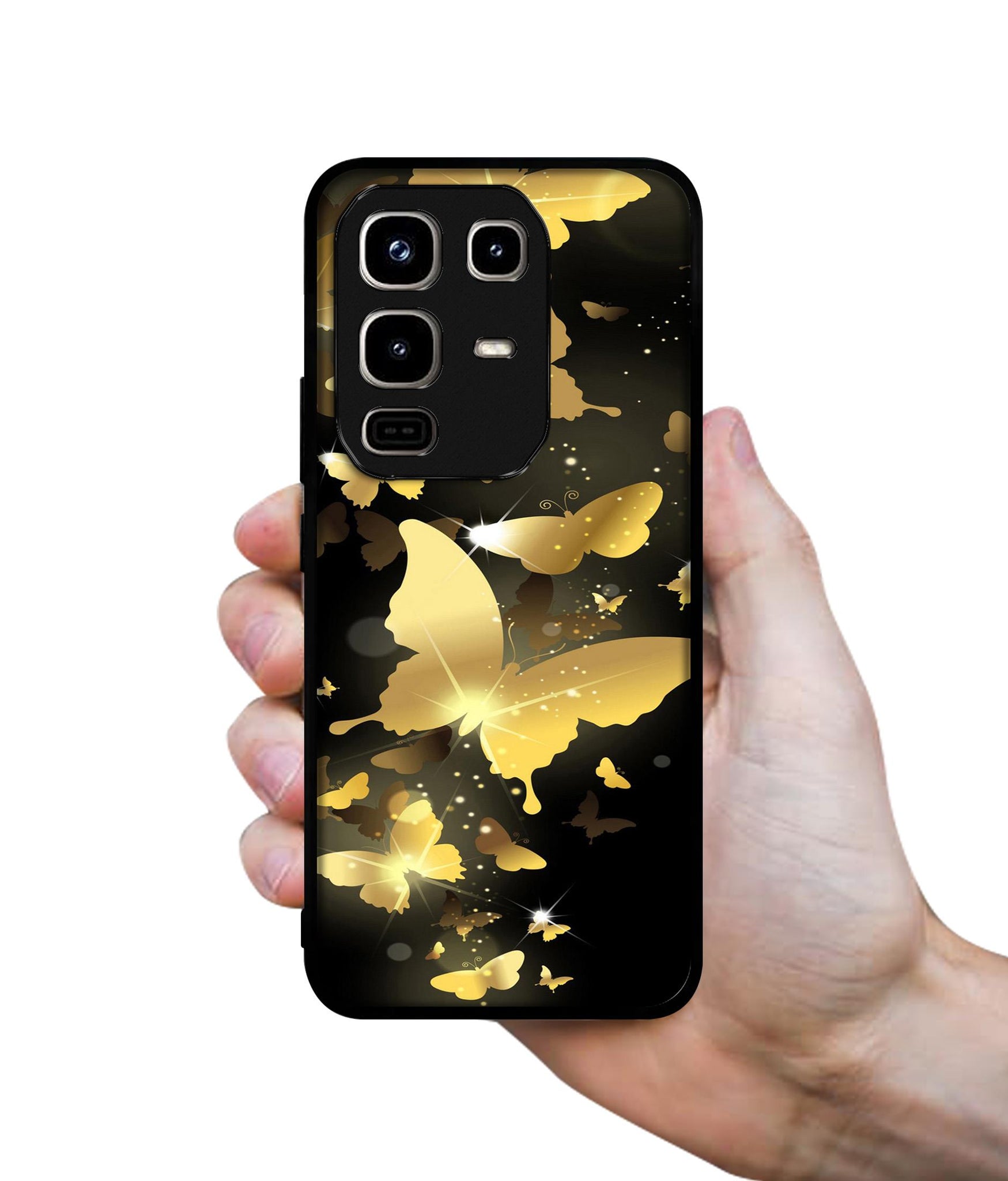 Golden Butterfly Pattern Designer 2D Printed Back Case Cover for Infinix Note 50 Pro 4G / Note 50 Pro Plus 5G