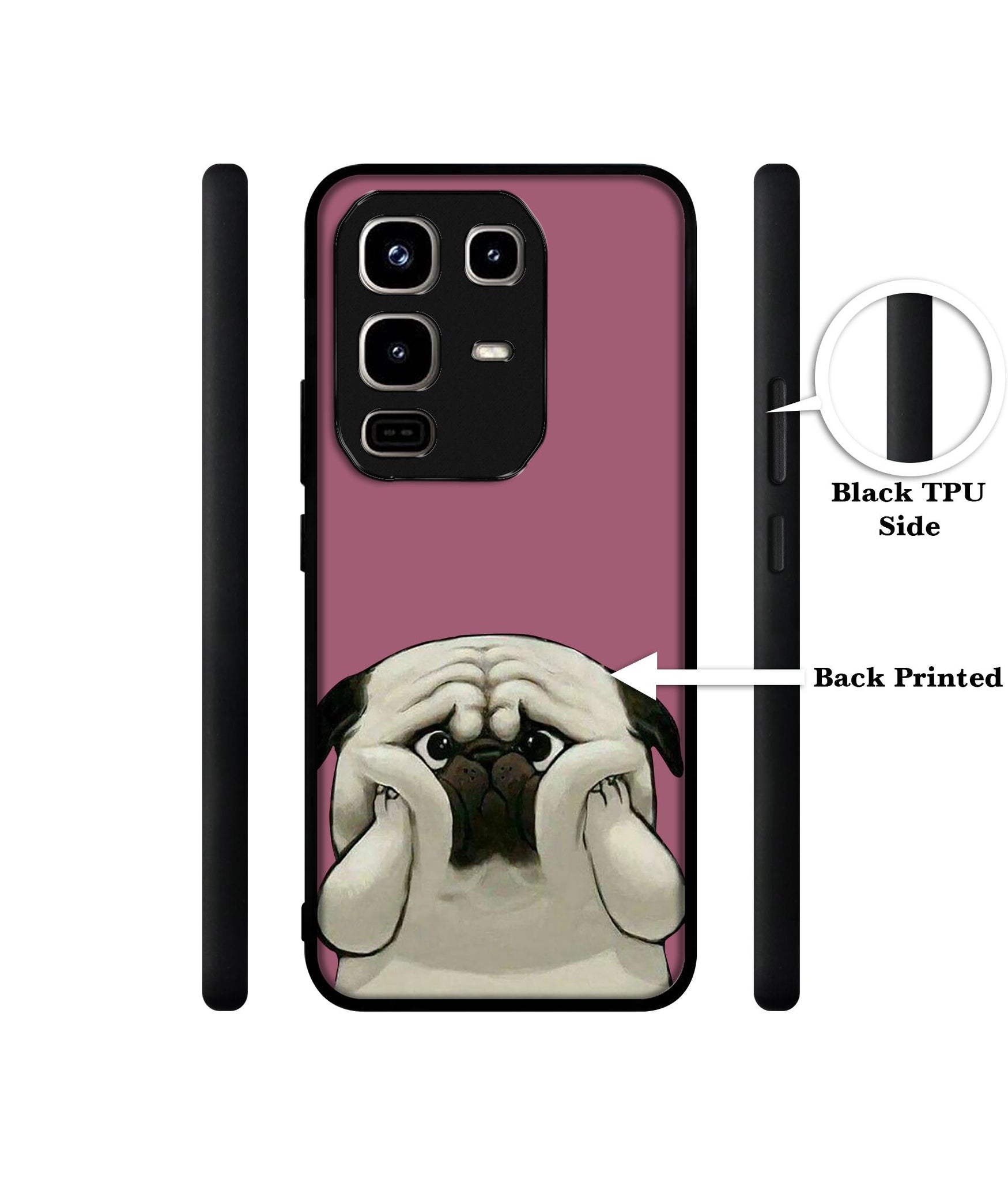 Cute Pug Holding Big Cheeks Designer 2D Printed Back Case Cover for Infinix Note 50 Pro 4G / Note 50 Pro Plus 5G