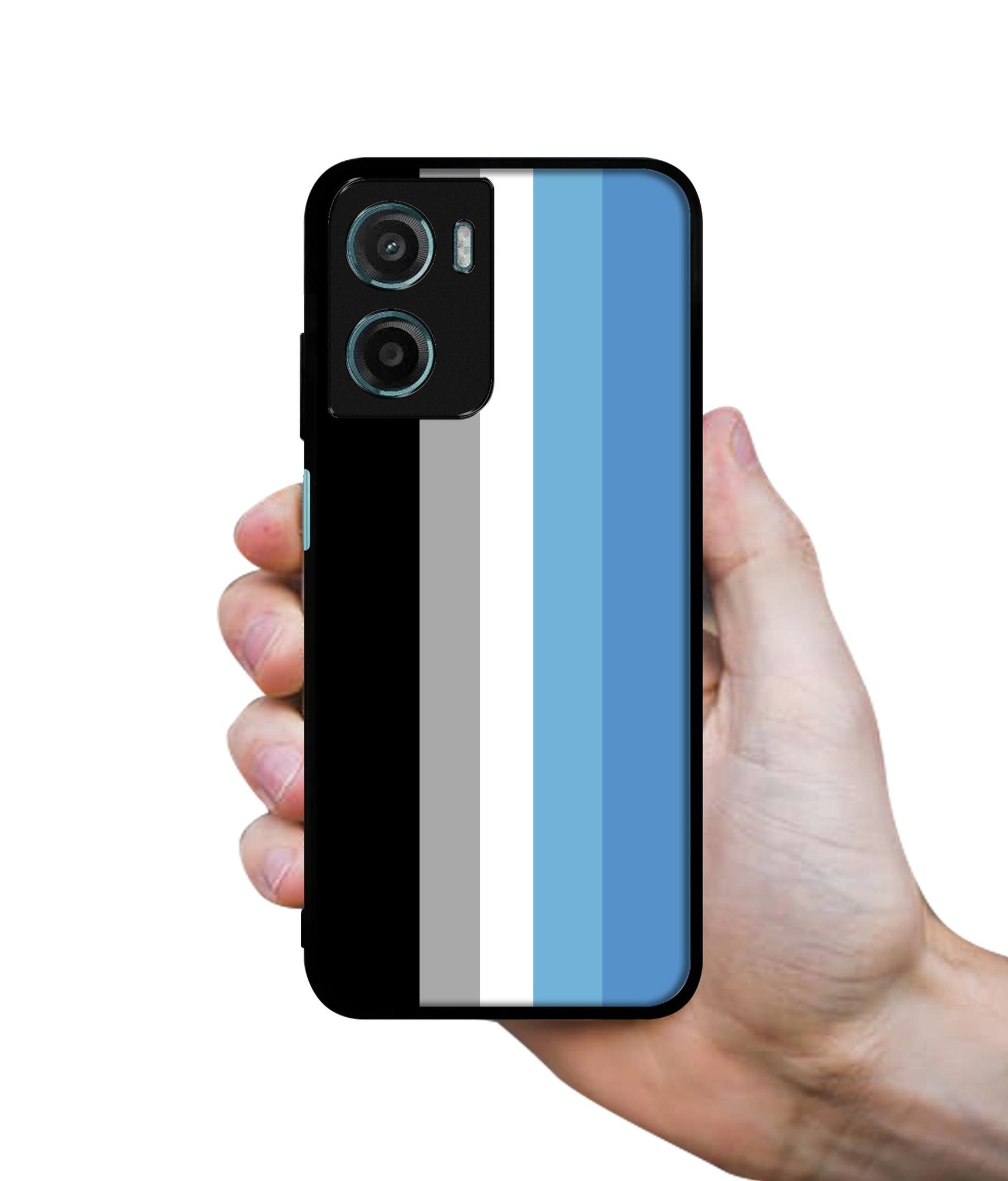 White and Blue Lines Designer 2D Printed Back Case Cover for Motorola Moto G05 4G / E15 4G
