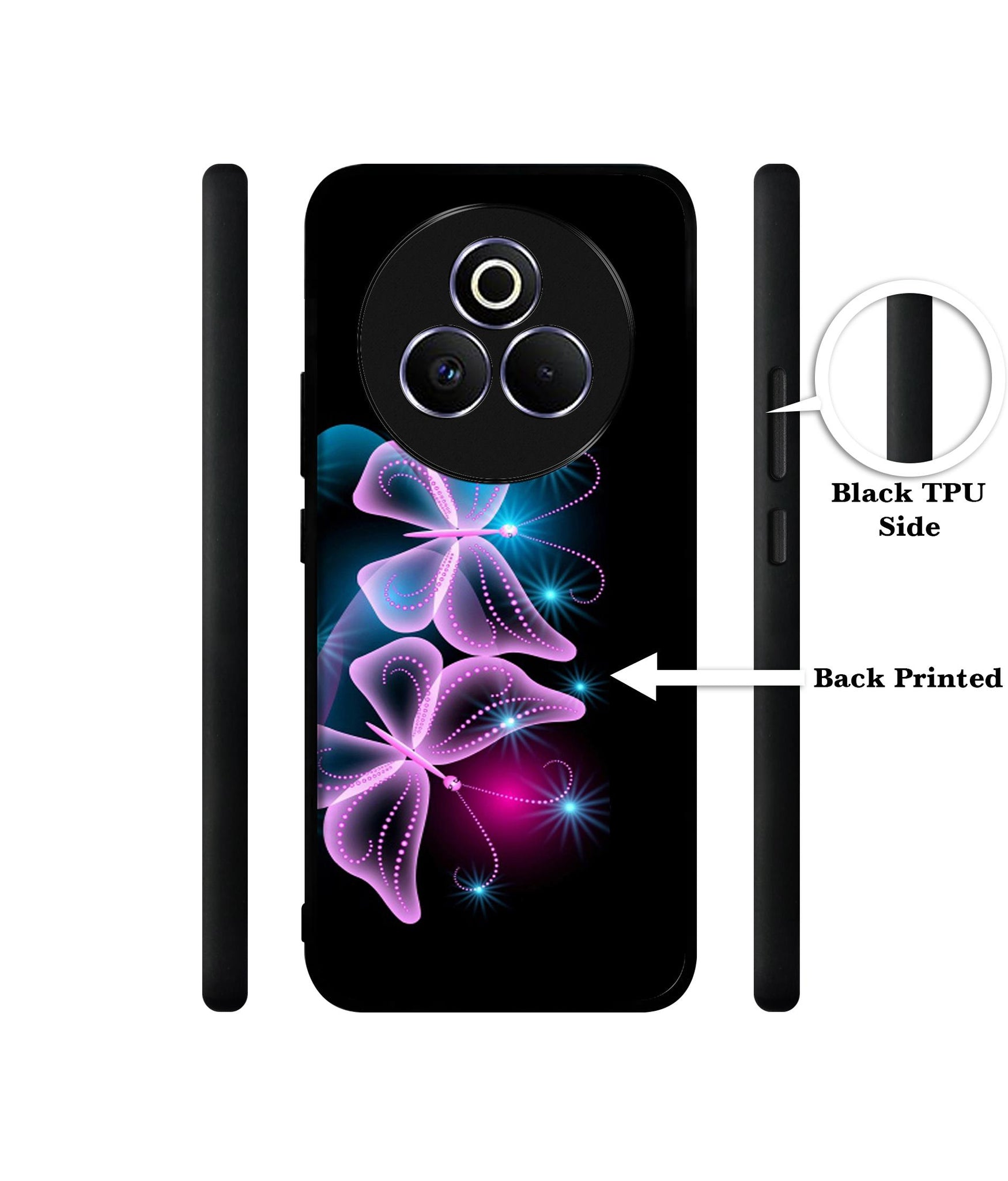 Butterflies Neon Light Designer 2D Printed Back Case Cover for Realme P3 Pro 5G