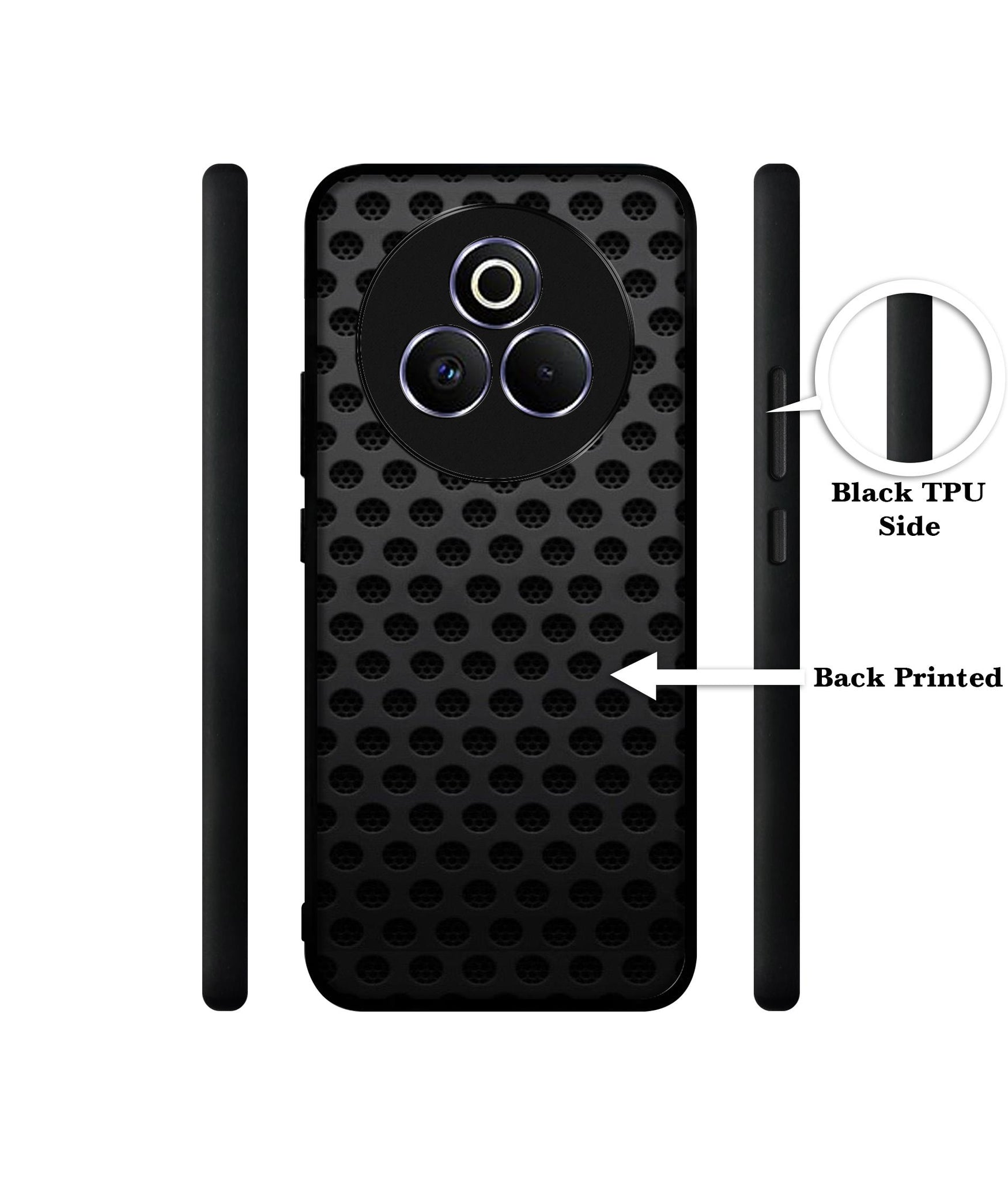Black Circle Designer 2D Printed Back Case Cover for Realme P3 Pro 5G