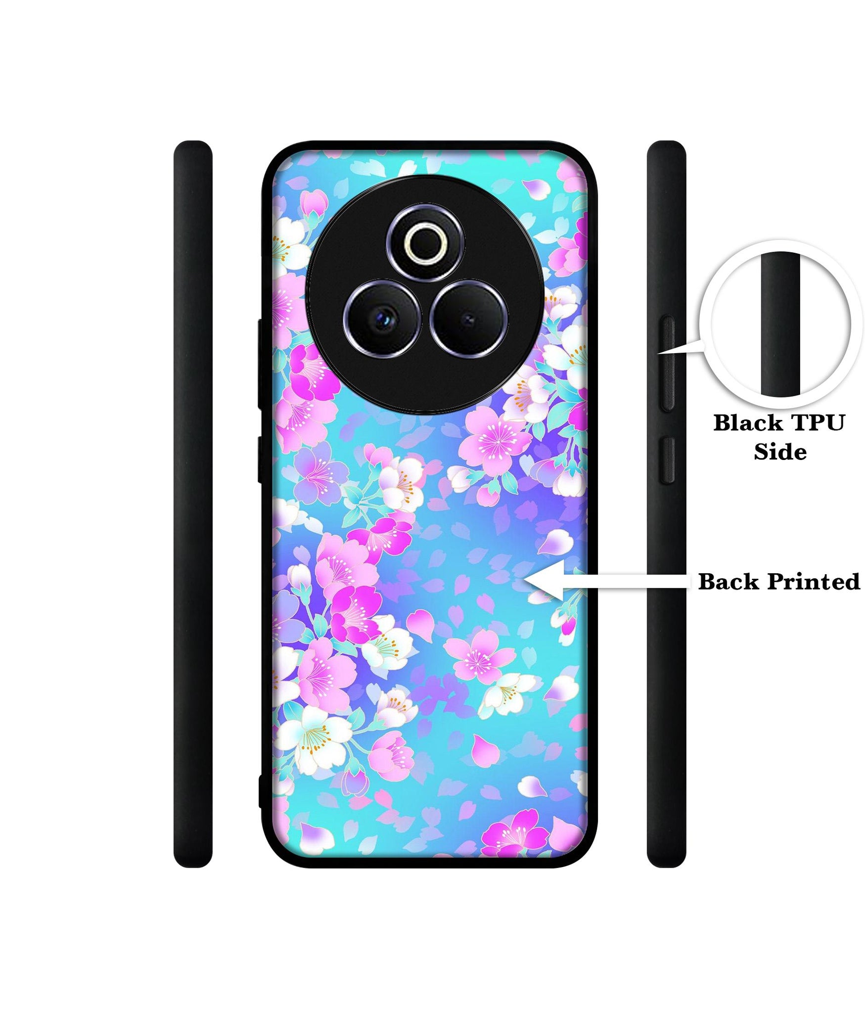 Floral Blue Pattern Designer 2D Printed Back Case Cover for Realme P3 Pro 5G