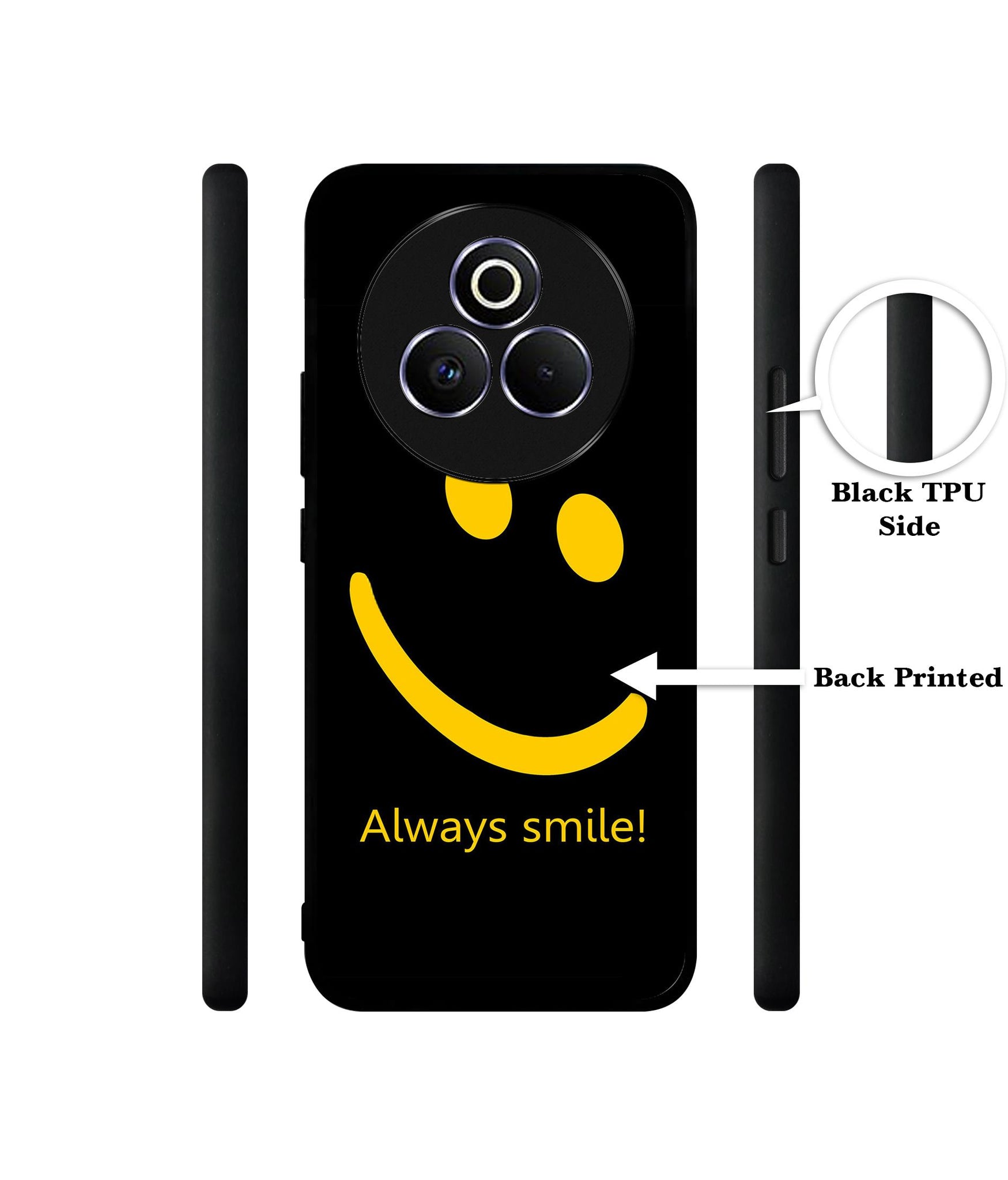 Always Smile Quote Designer 2D Printed Back Case Cover for Realme P3 Pro 5G