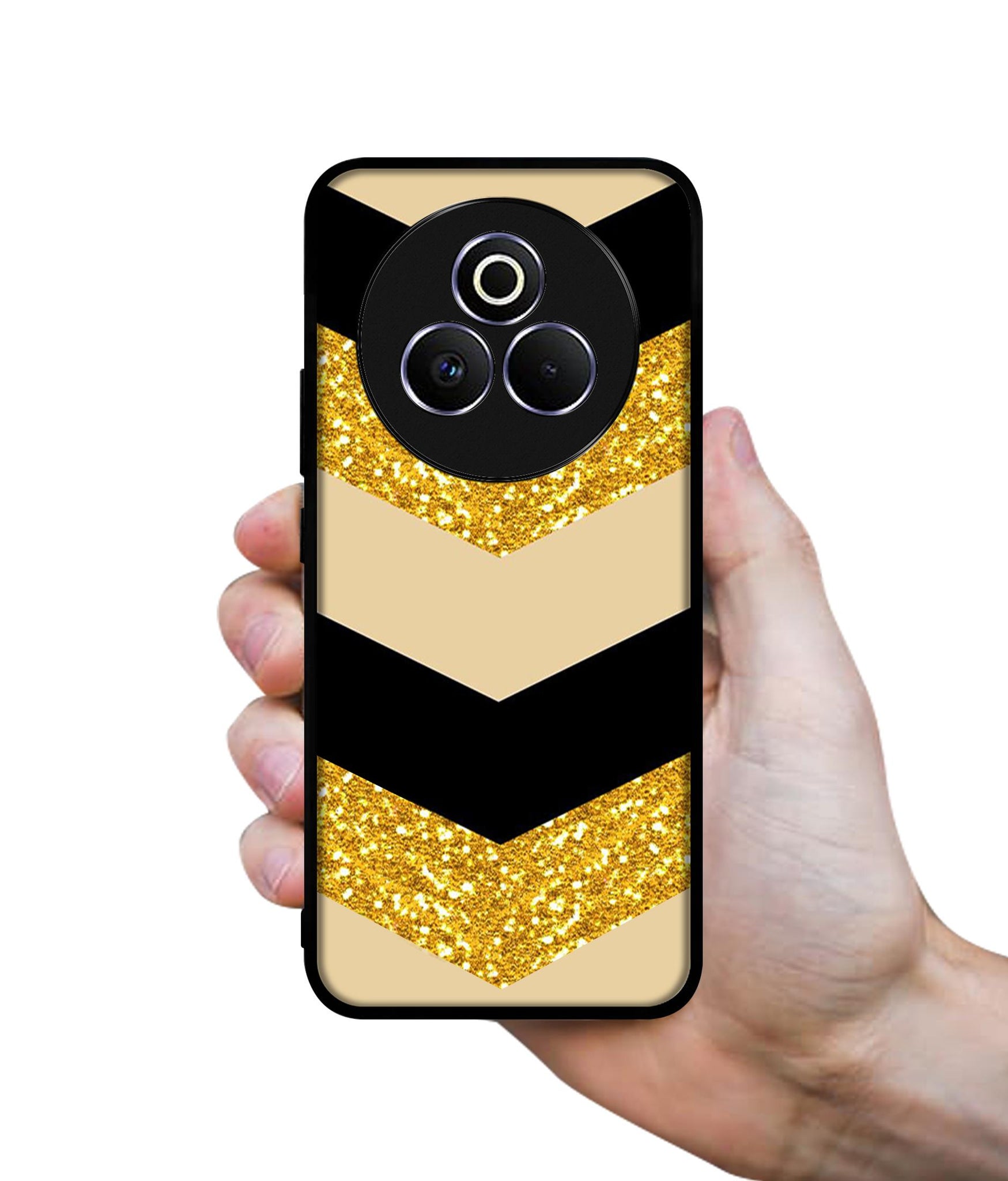 Black & Gold Designer 2D Printed Back Case Cover for Realme P3 Pro 5G