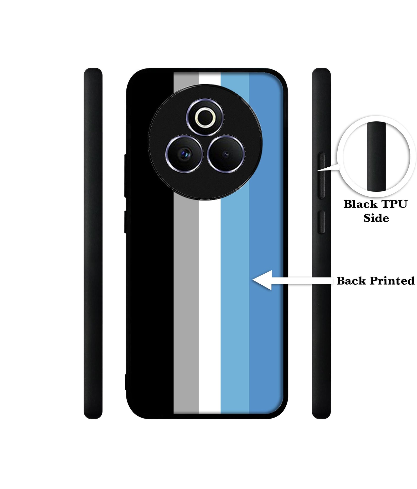 White and Blue Lines Designer 2D Printed Back Case Cover for Realme P3 Pro 5G