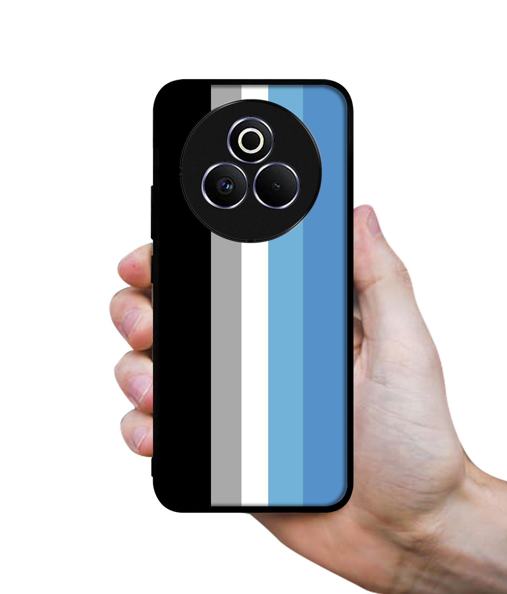 White and Blue Lines Designer 2D Printed Back Case Cover for Realme P3 Pro 5G