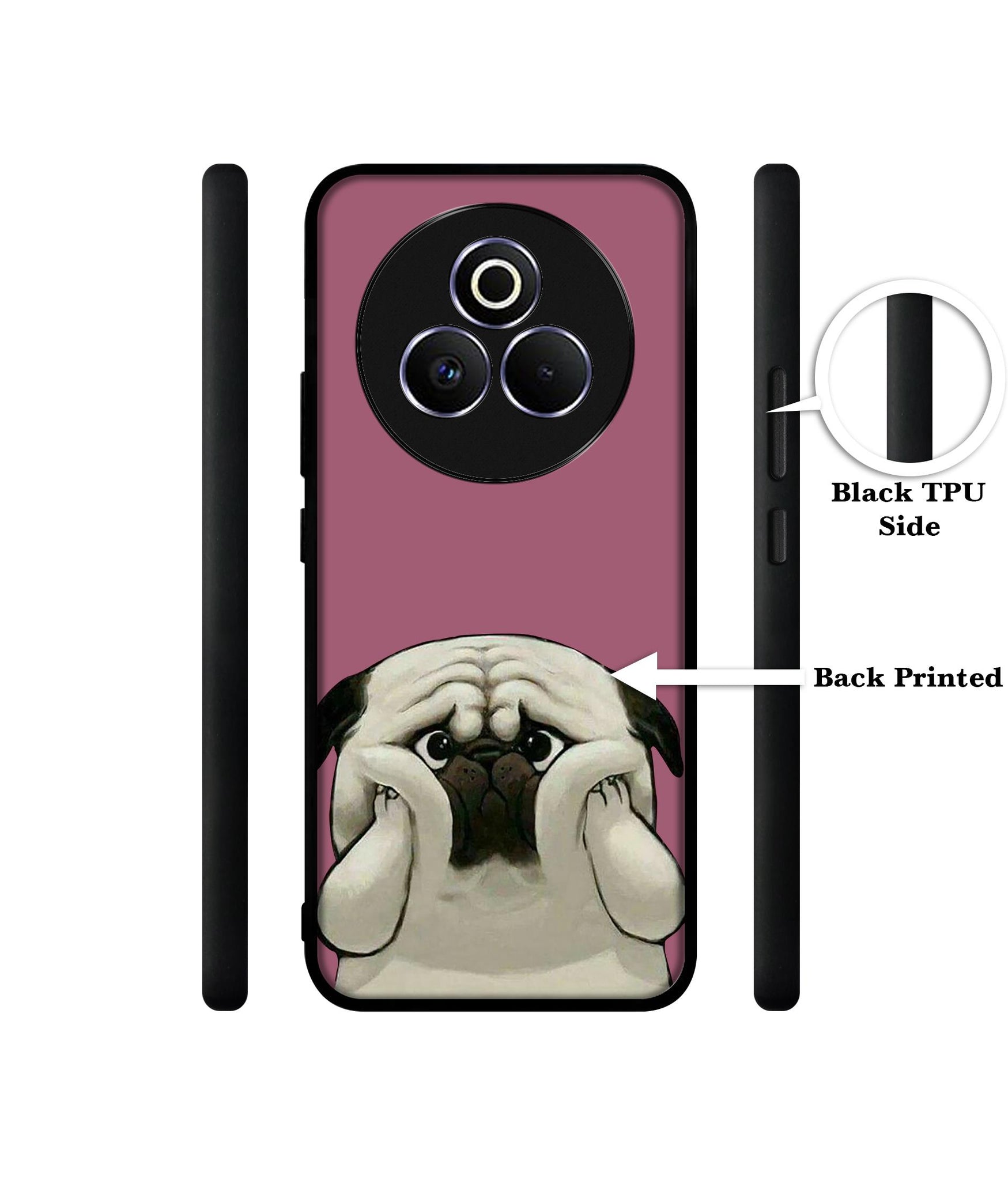 Cute Pug Holding Big Cheeks Designer 2D Printed Back Case Cover for Realme P3 Pro 5G