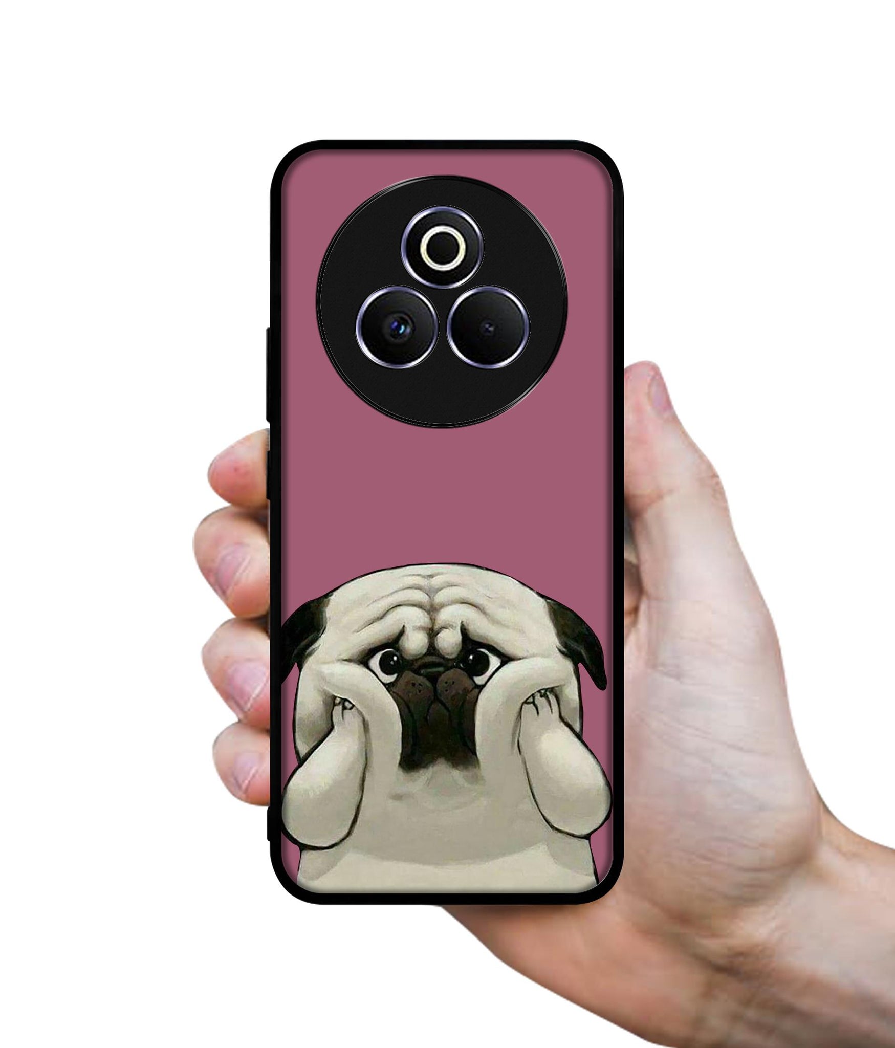 Cute Pug Holding Big Cheeks Designer 2D Printed Back Case Cover for Realme P3 Pro 5G