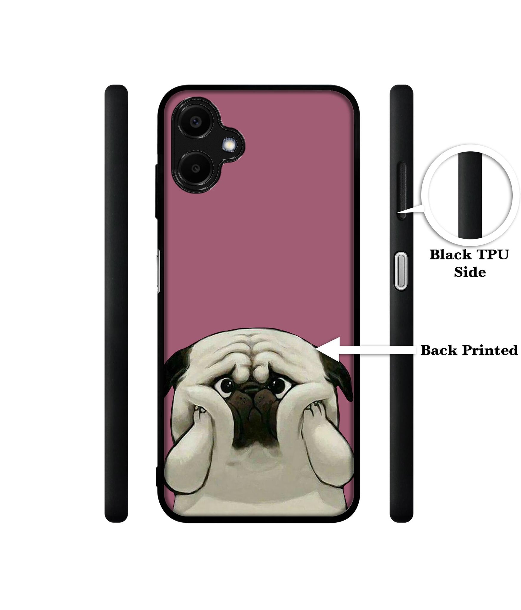 Cute Pug Holding Big Cheeks Designer 2D Printed Back Case Cover for Samsung Galaxy A06 4G / A06 5G