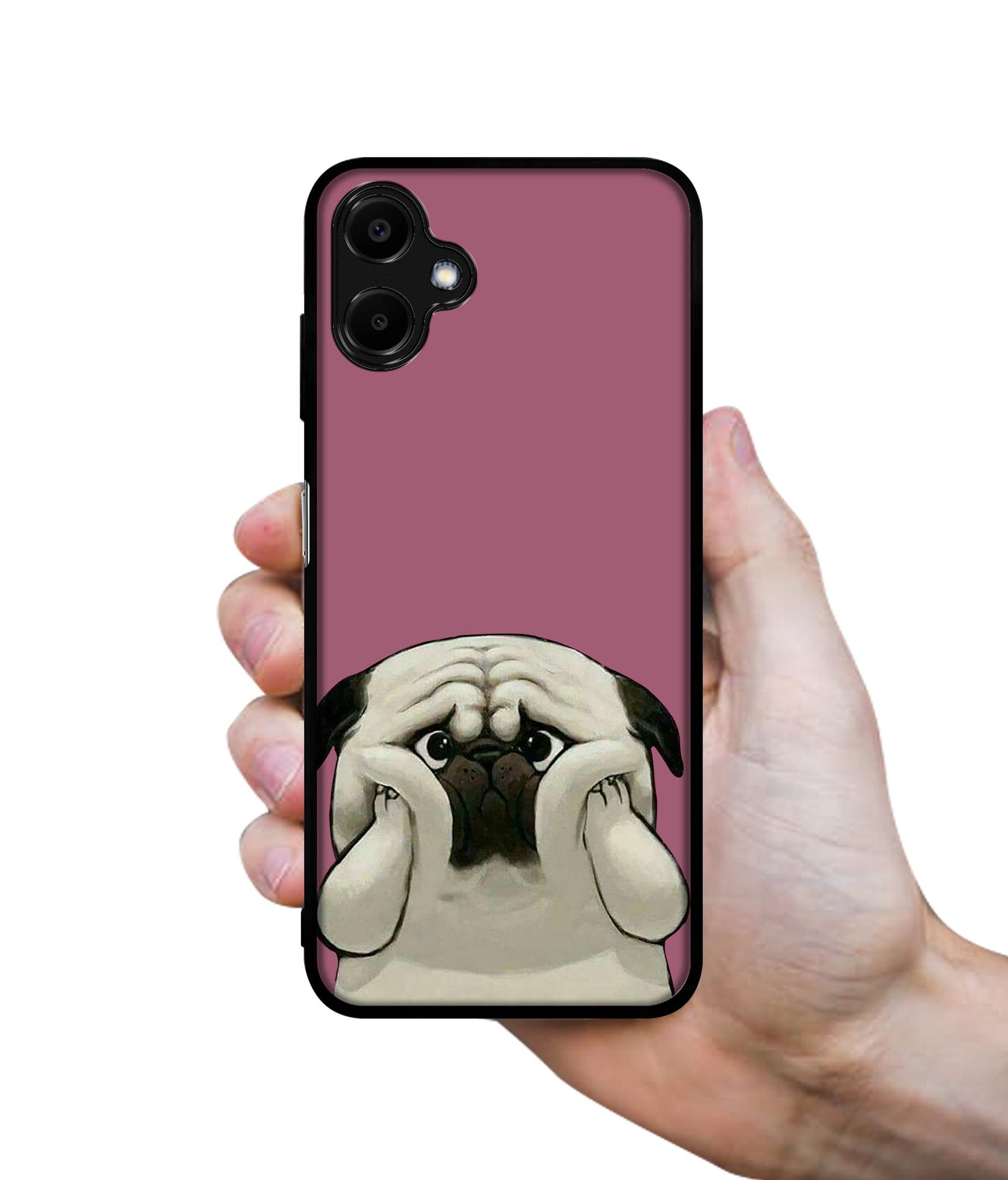 Cute Pug Holding Big Cheeks Designer 2D Printed Back Case Cover for Samsung Galaxy A06 4G / A06 5G