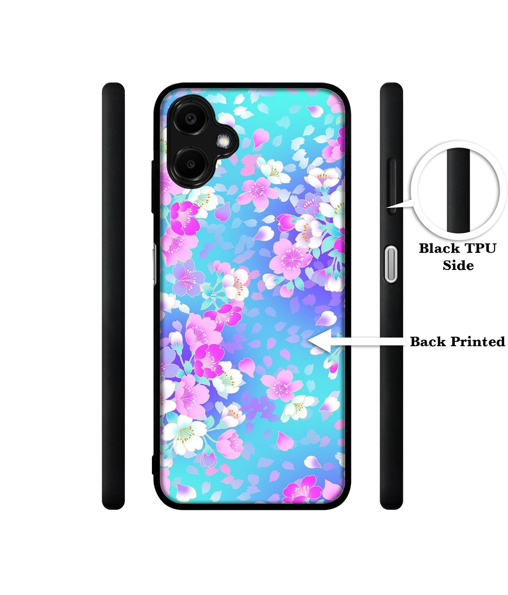 Floral Blue Pattern Designer 2D Printed Back Case Cover for Samsung Galaxy F06 5G / M06 5G