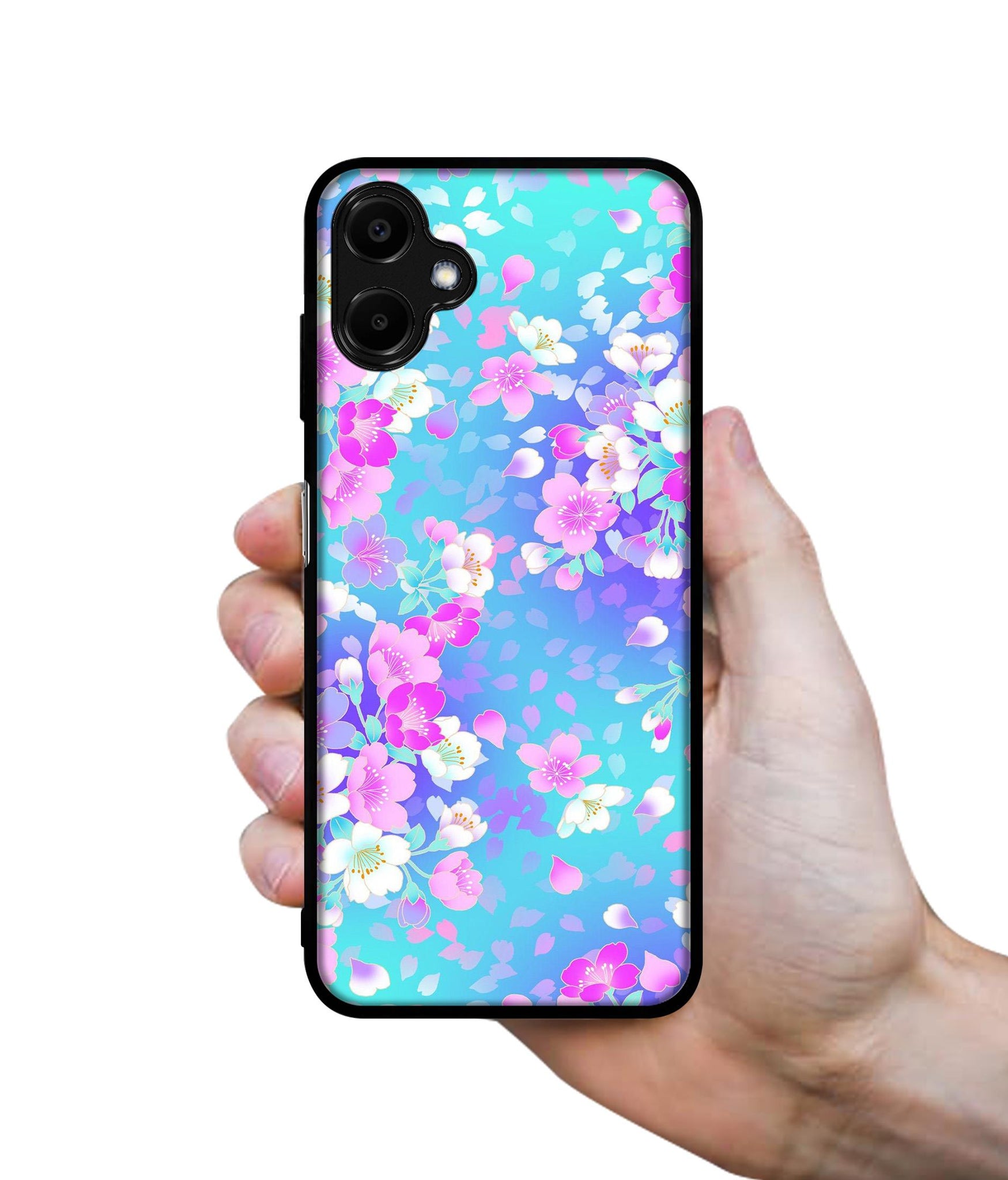 Floral Blue Pattern Designer 2D Printed Back Case Cover for Samsung Galaxy F06 5G / M06 5G